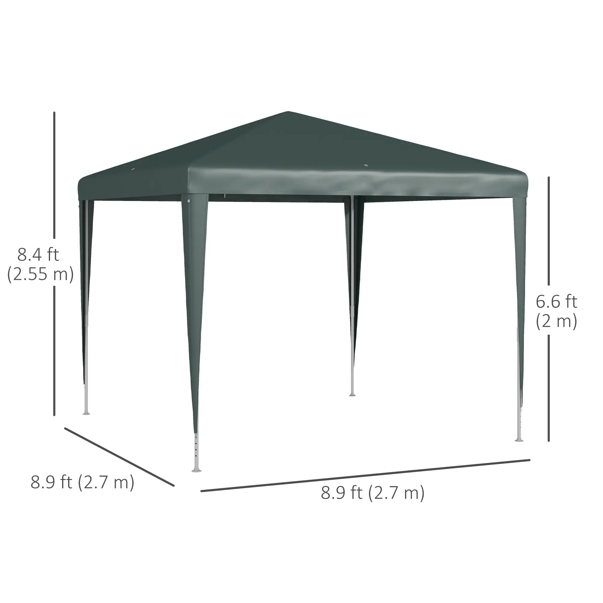 9' x 9' Portable Canopy Tent, Outdoor Sunshade for Weddings, Dark Green - Image 3