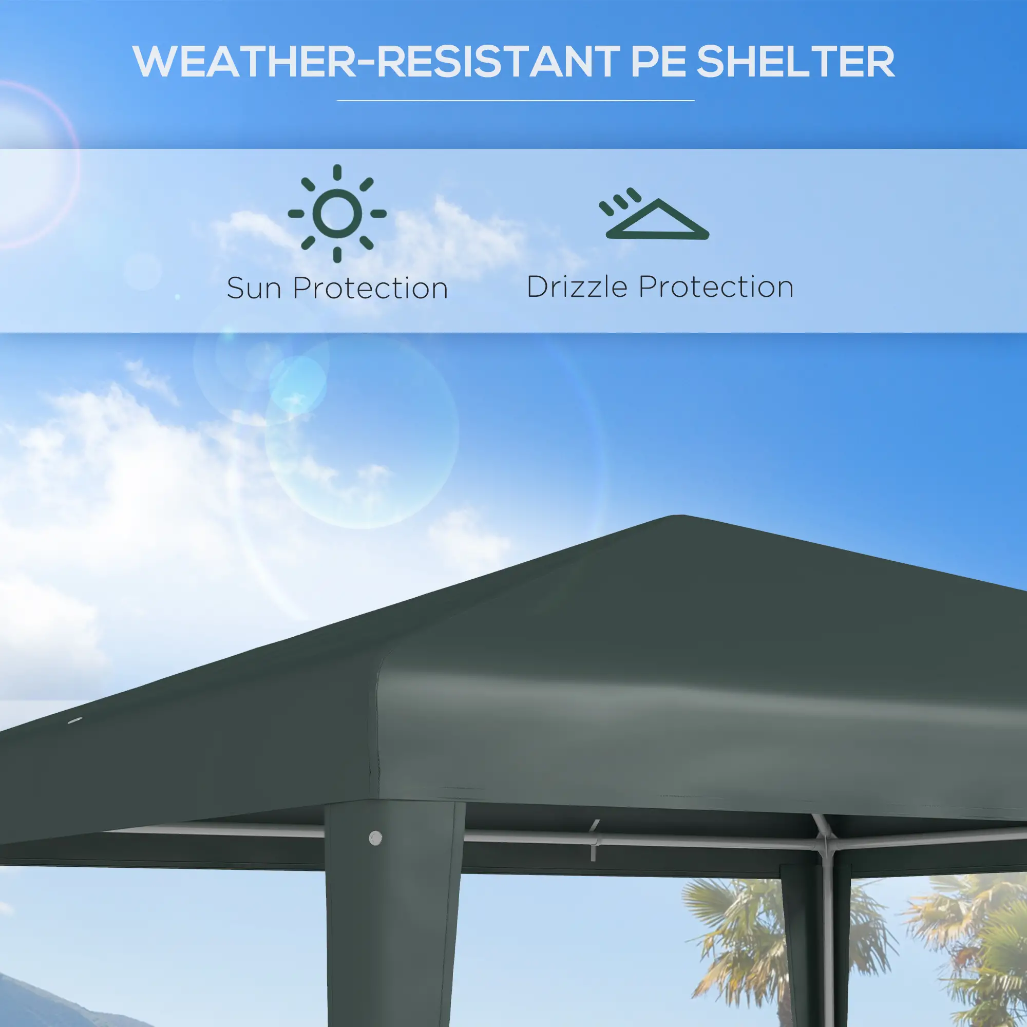 9' x 9' Portable Canopy Tent, Outdoor Sunshade for Weddings, Dark Green - Image 4