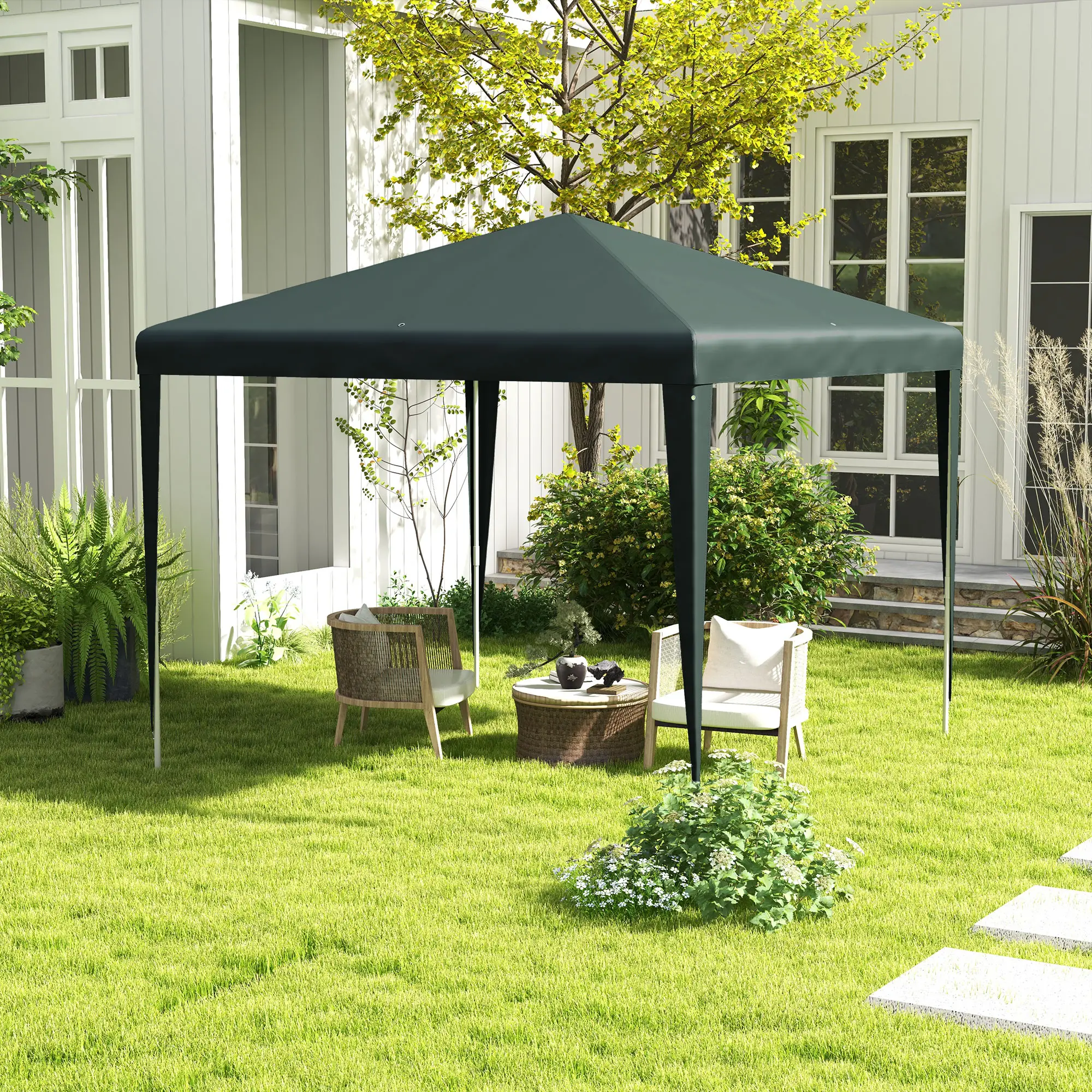 9' x 9' Portable Canopy Tent, Outdoor Sunshade for Weddings, Dark Green - Image 8