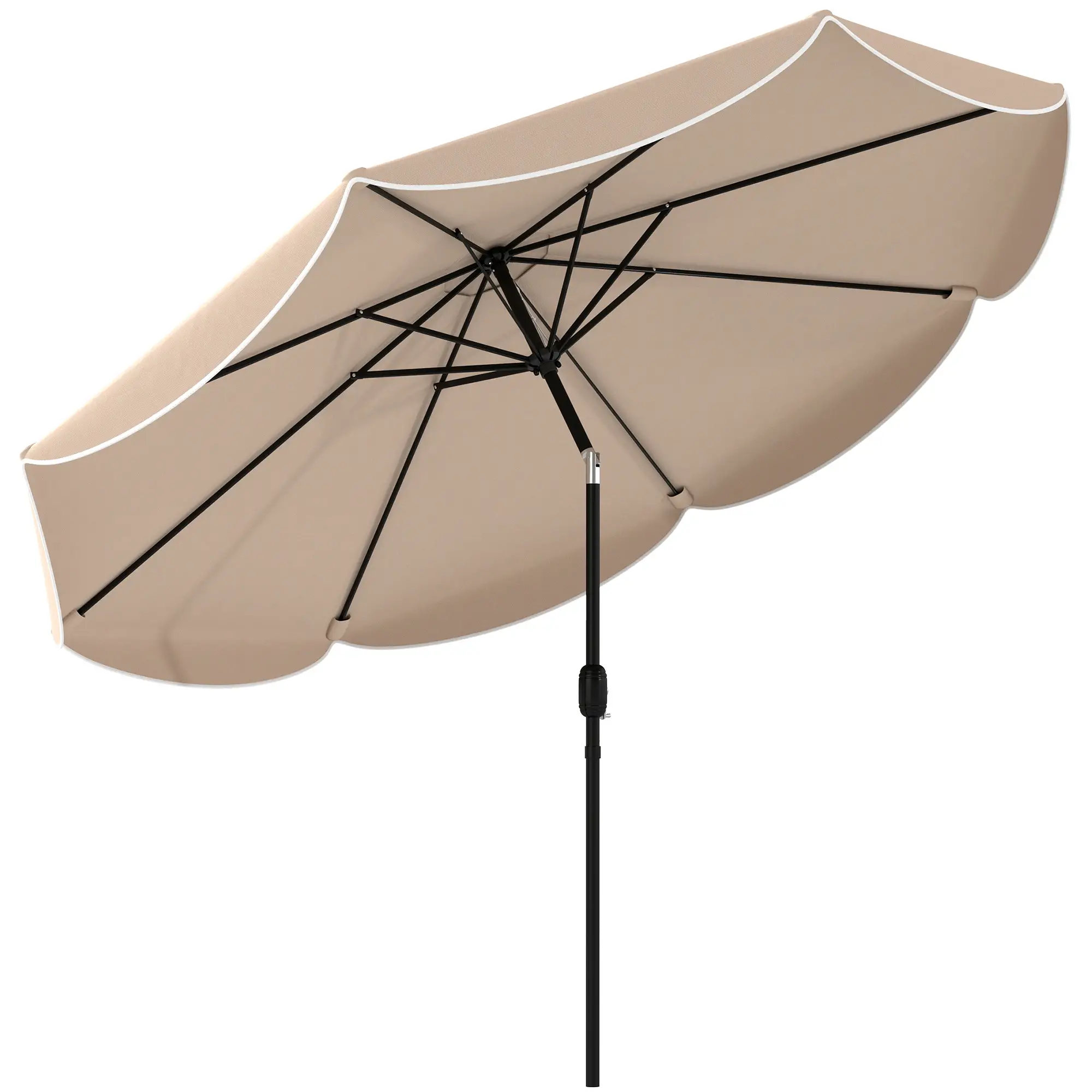 9' x 9' Round Market Umbrella, Tilt Crank Patio, Khaki - Image 11