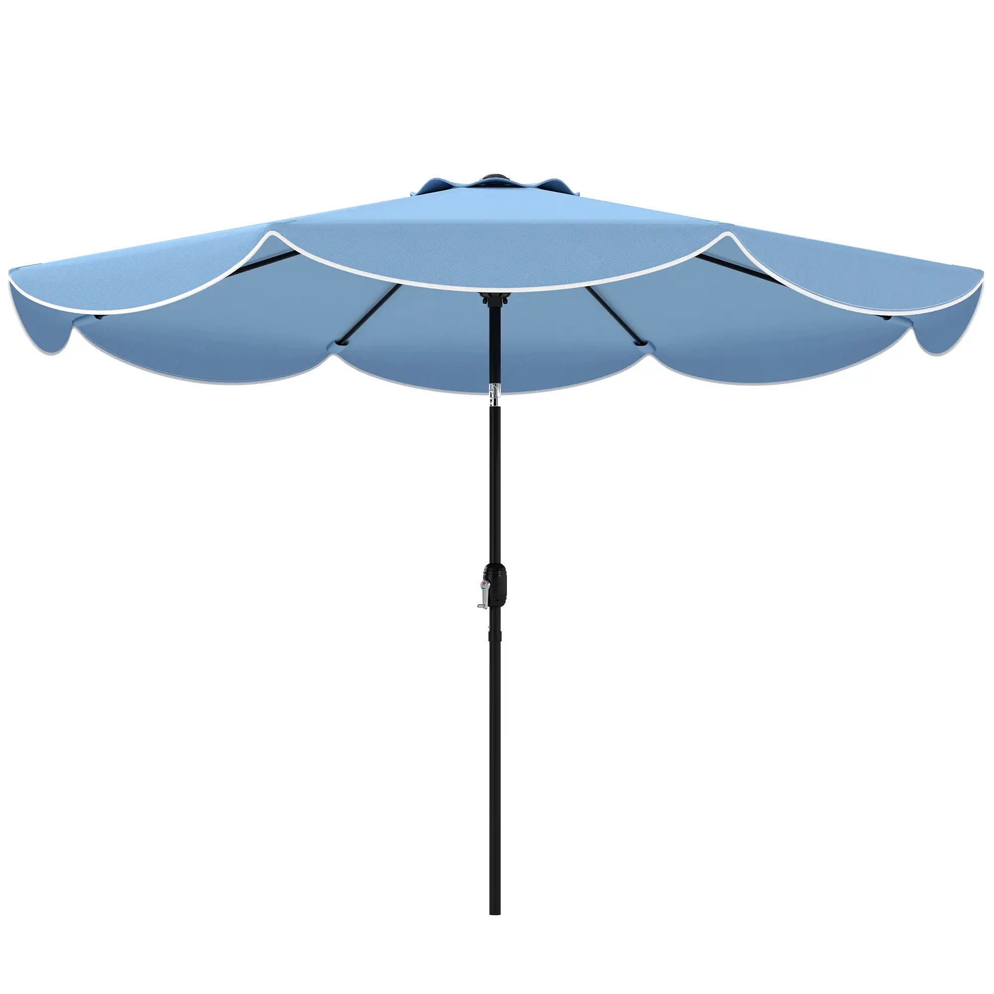 9' x 9' Round Market Umbrella, Tilt Crank, Patio Garden Poolside, Sky Blue