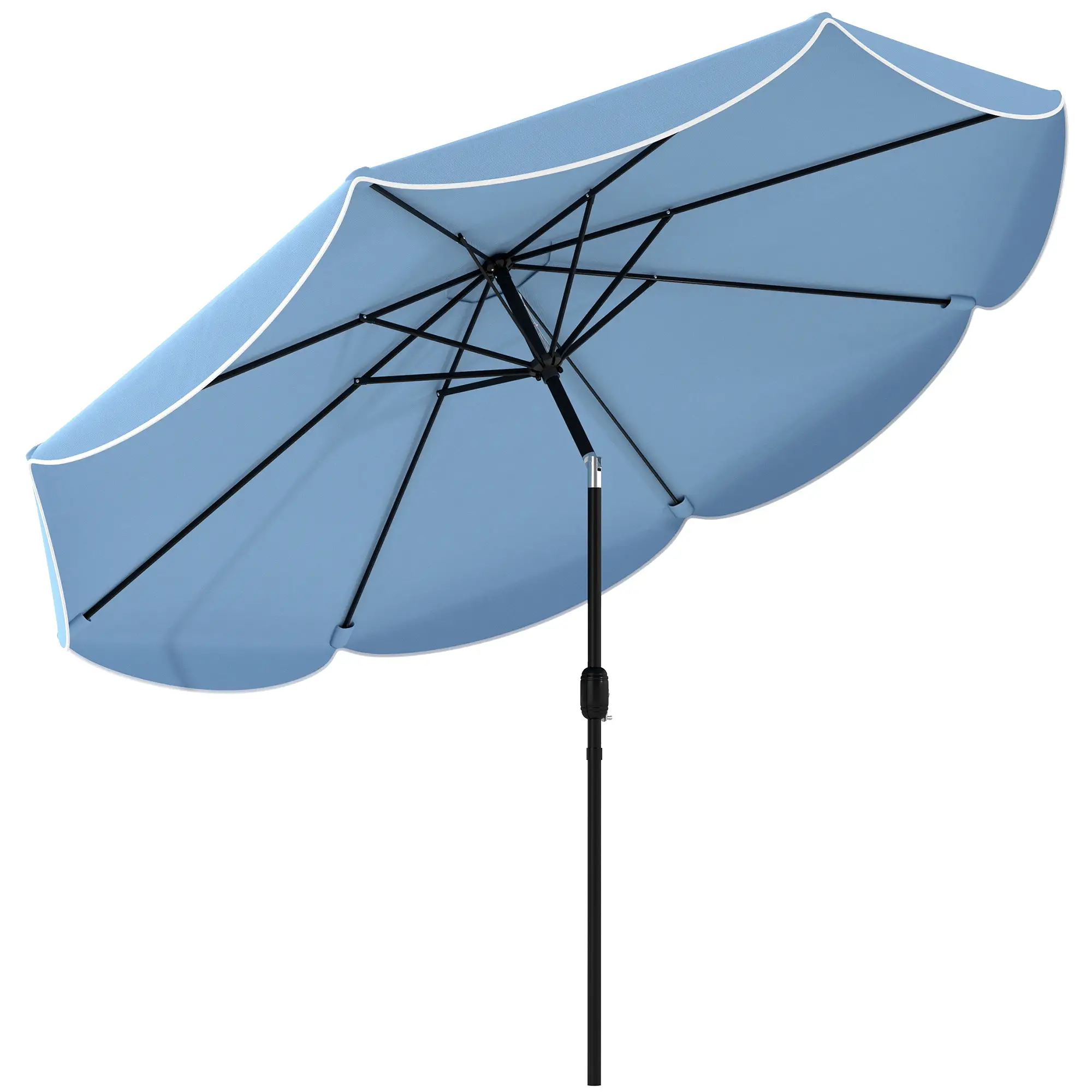 9' x 9' Round Market Umbrella, Tilt Crank, Patio Garden Poolside, Sky Blue - Image 11