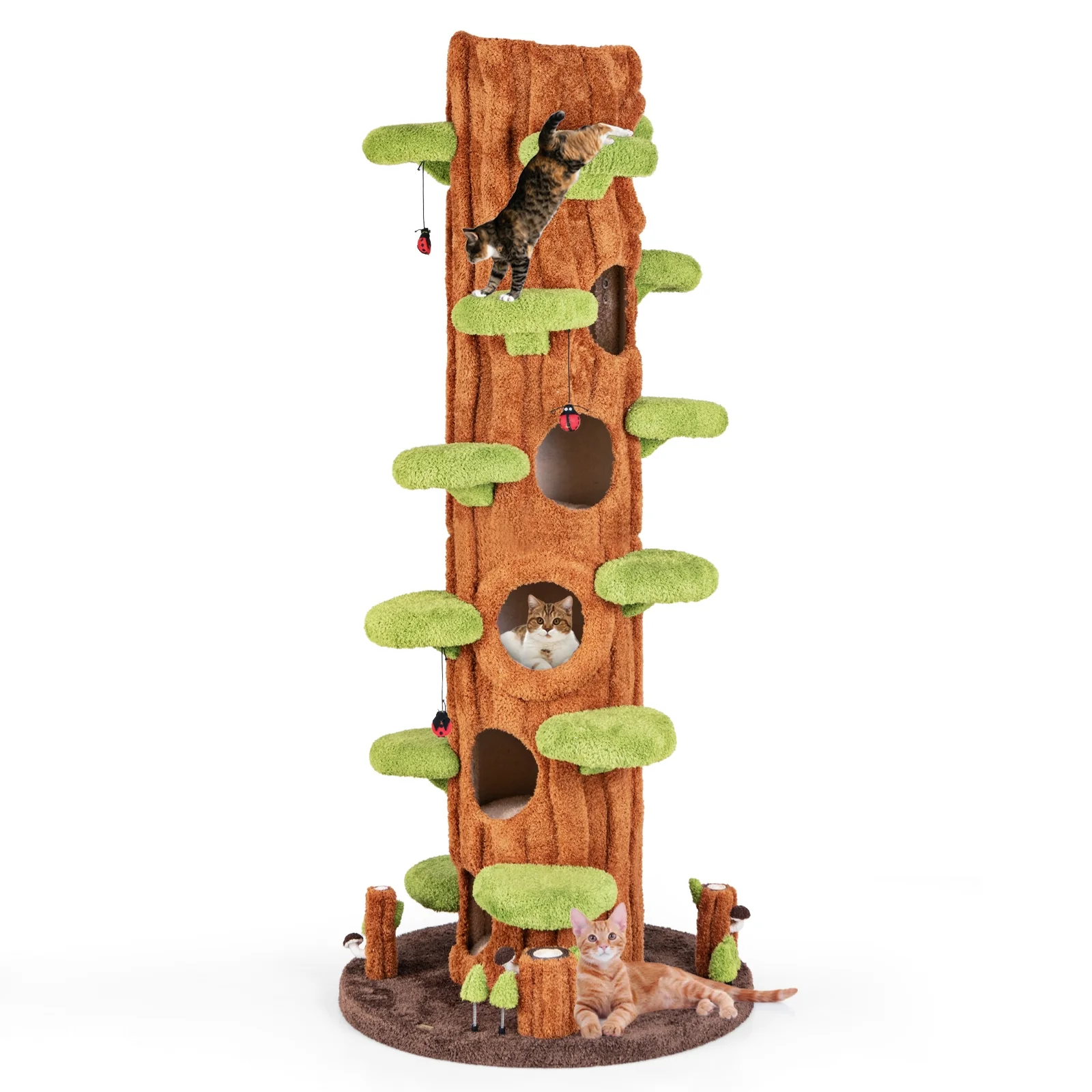 90.5 Inch Tall Cat Tree With Private Condos, Brown