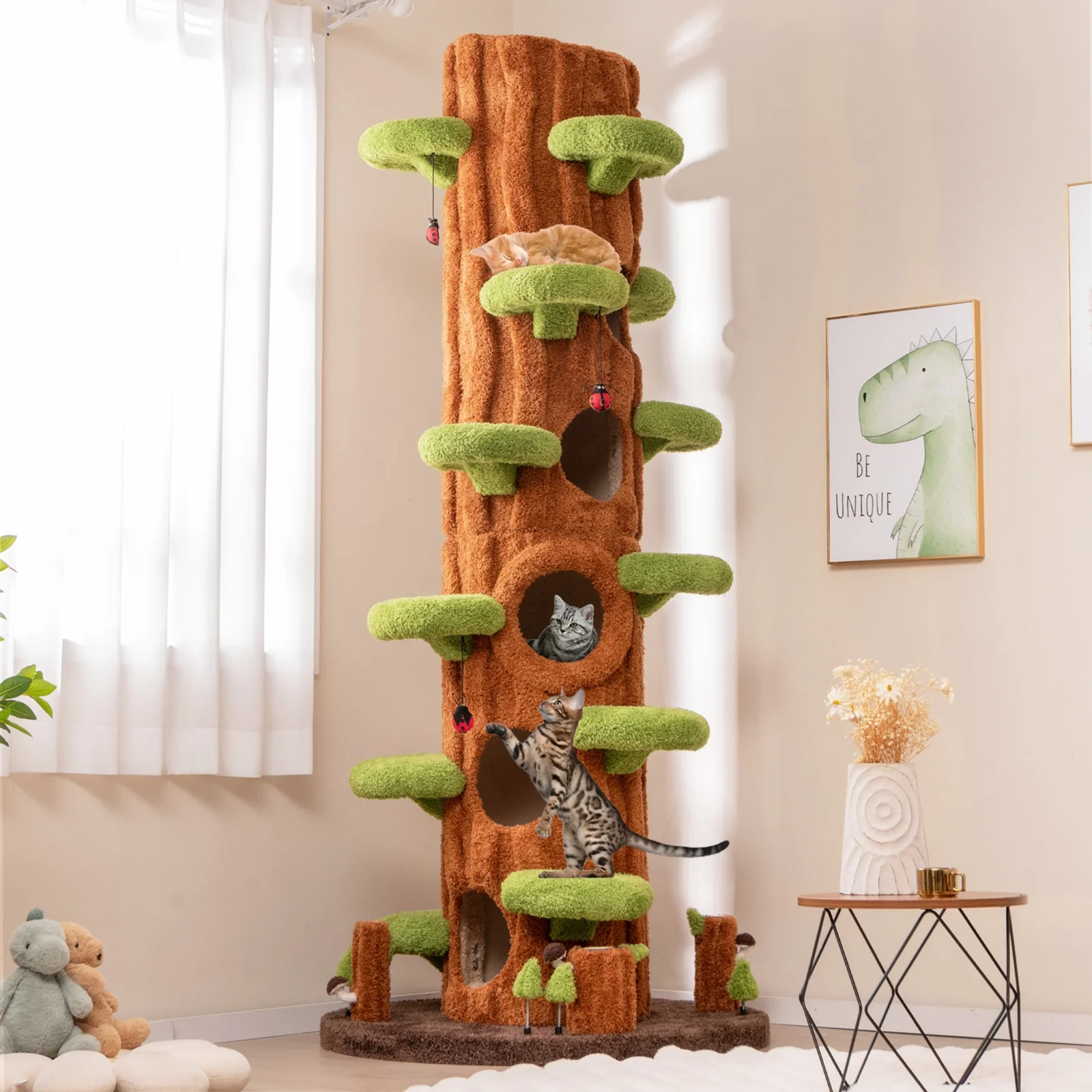 90.5 Inch Tall Cat Tree With Private Condos, Brown - Image 2
