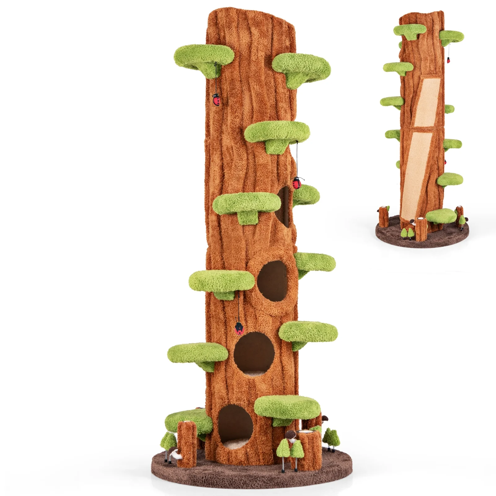 90.5 Inch Tall Cat Tree With Private Condos, Brown - Image 5