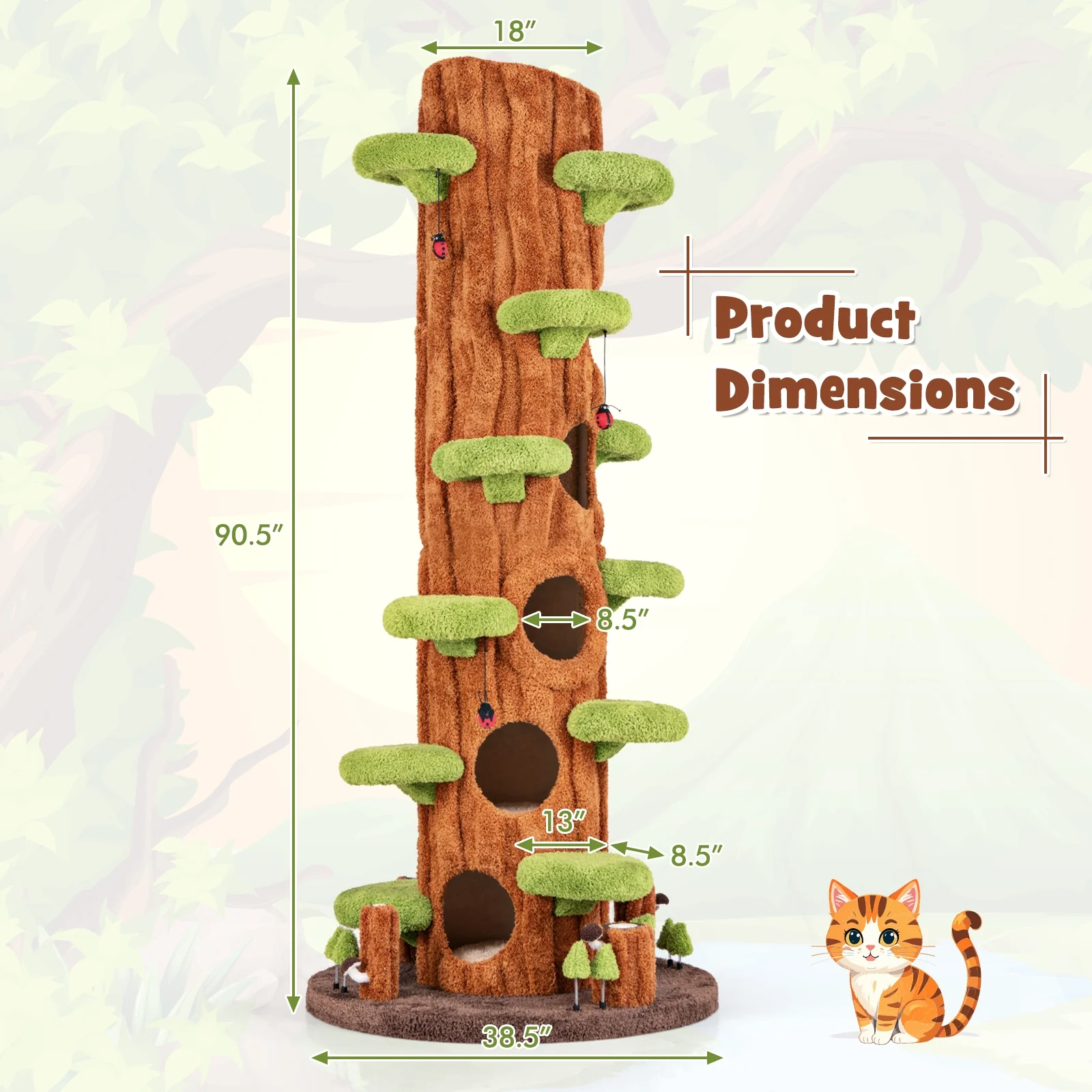 90.5 Inch Tall Cat Tree With Private Condos, Brown - Image 6