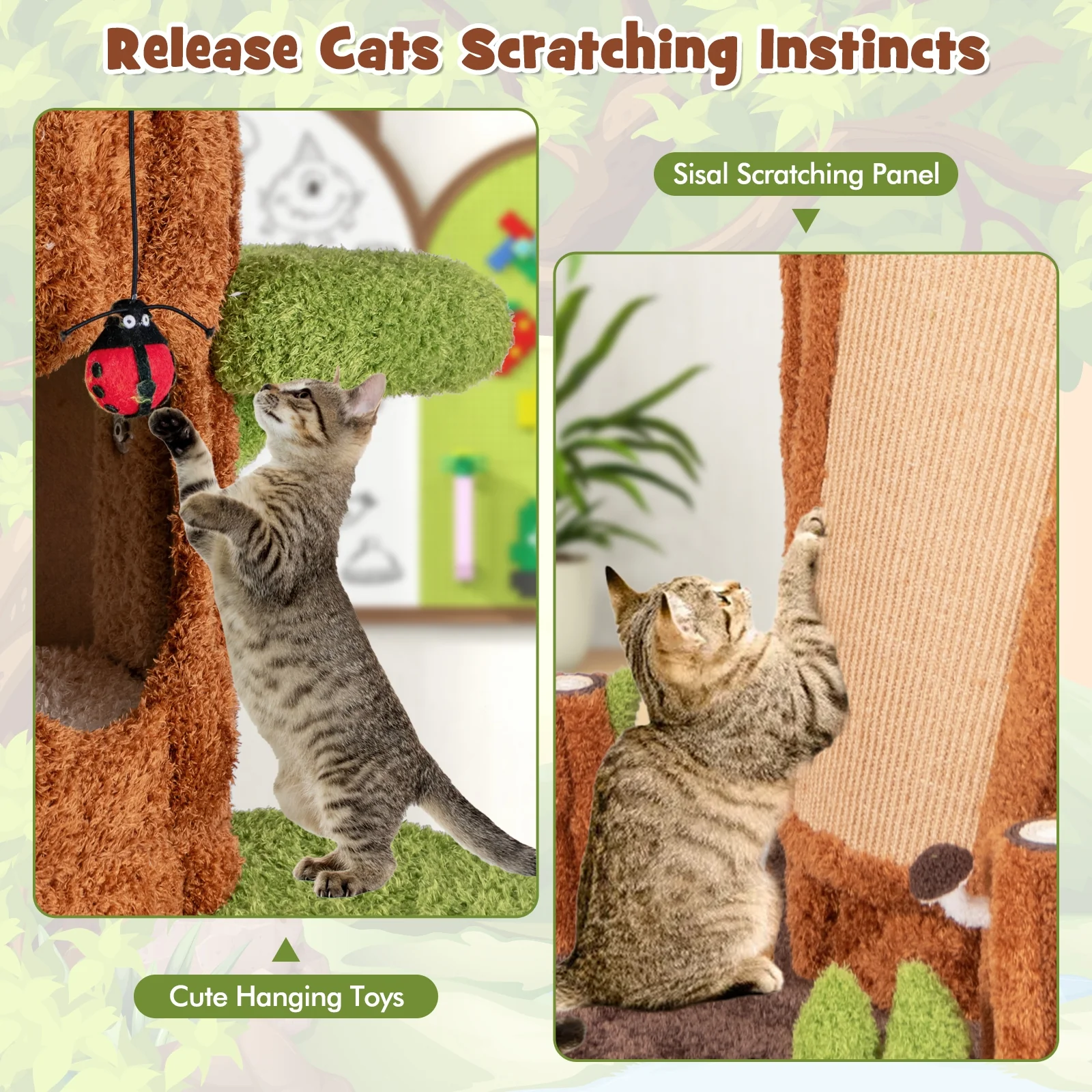 90.5 Inch Tall Cat Tree With Private Condos, Brown - Image 9