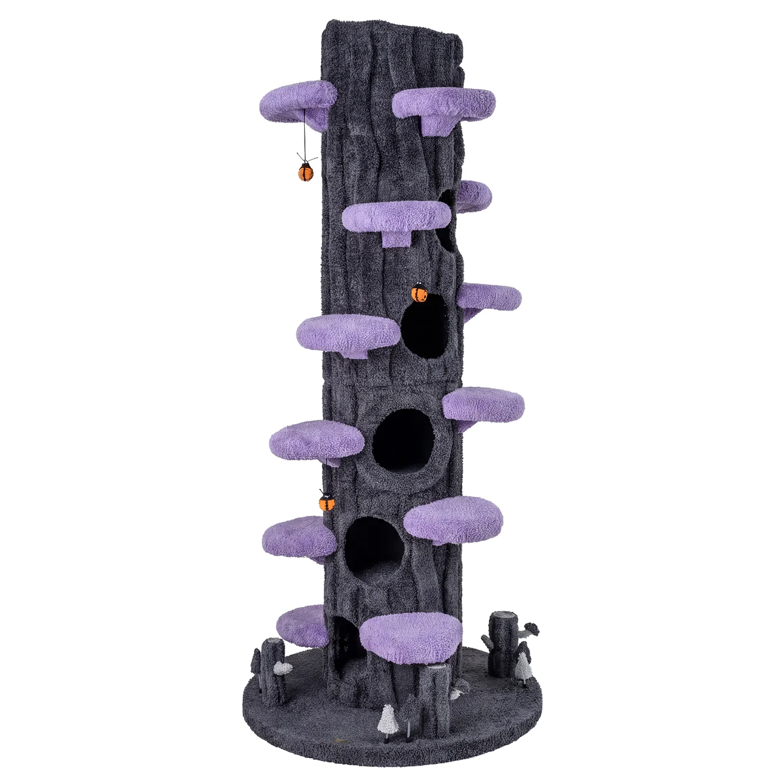 90.5 Inch Tall Cat Tree With Private Condos, Purple