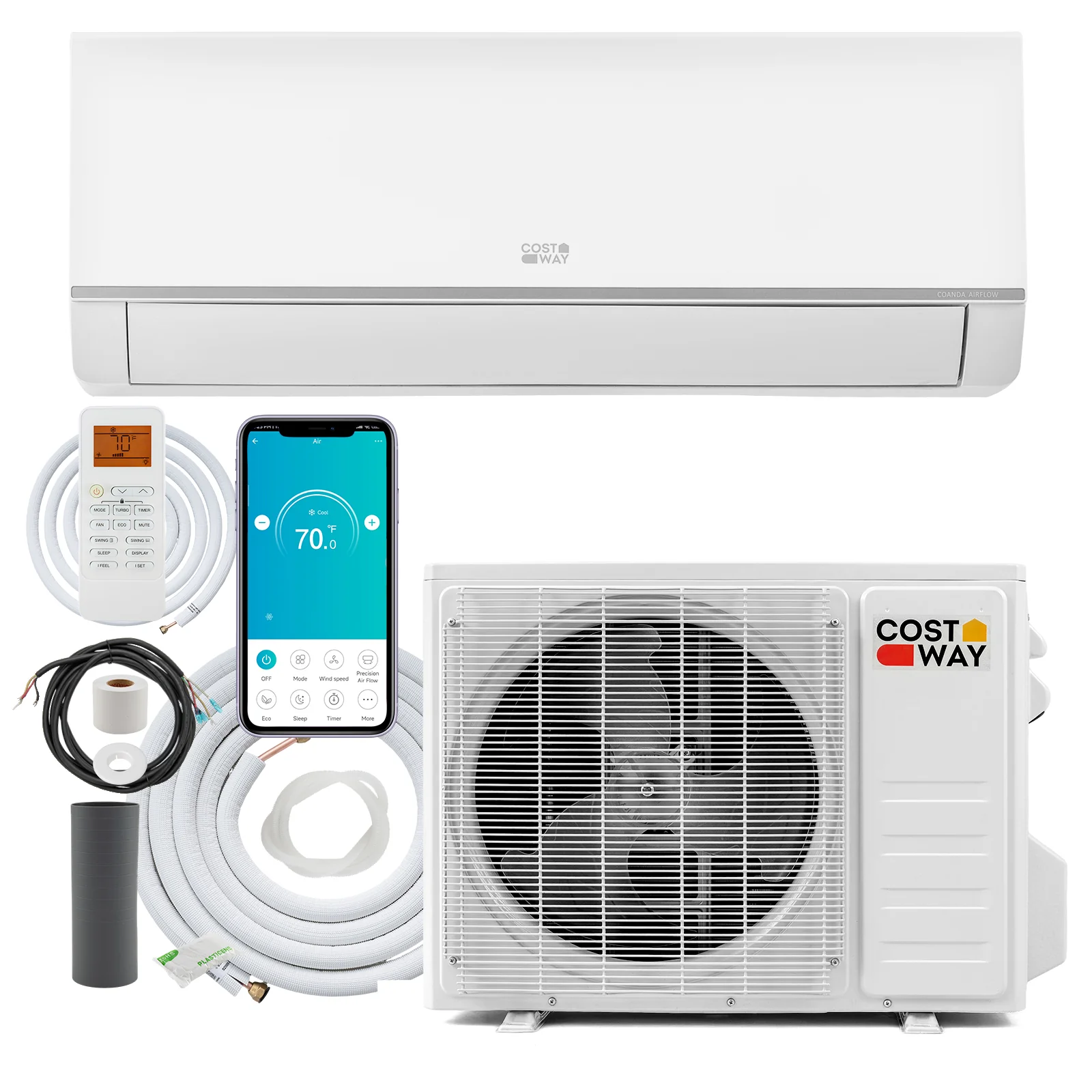 9000 BTU 21 SEER2 208-230V Mini Split AC Heater, White