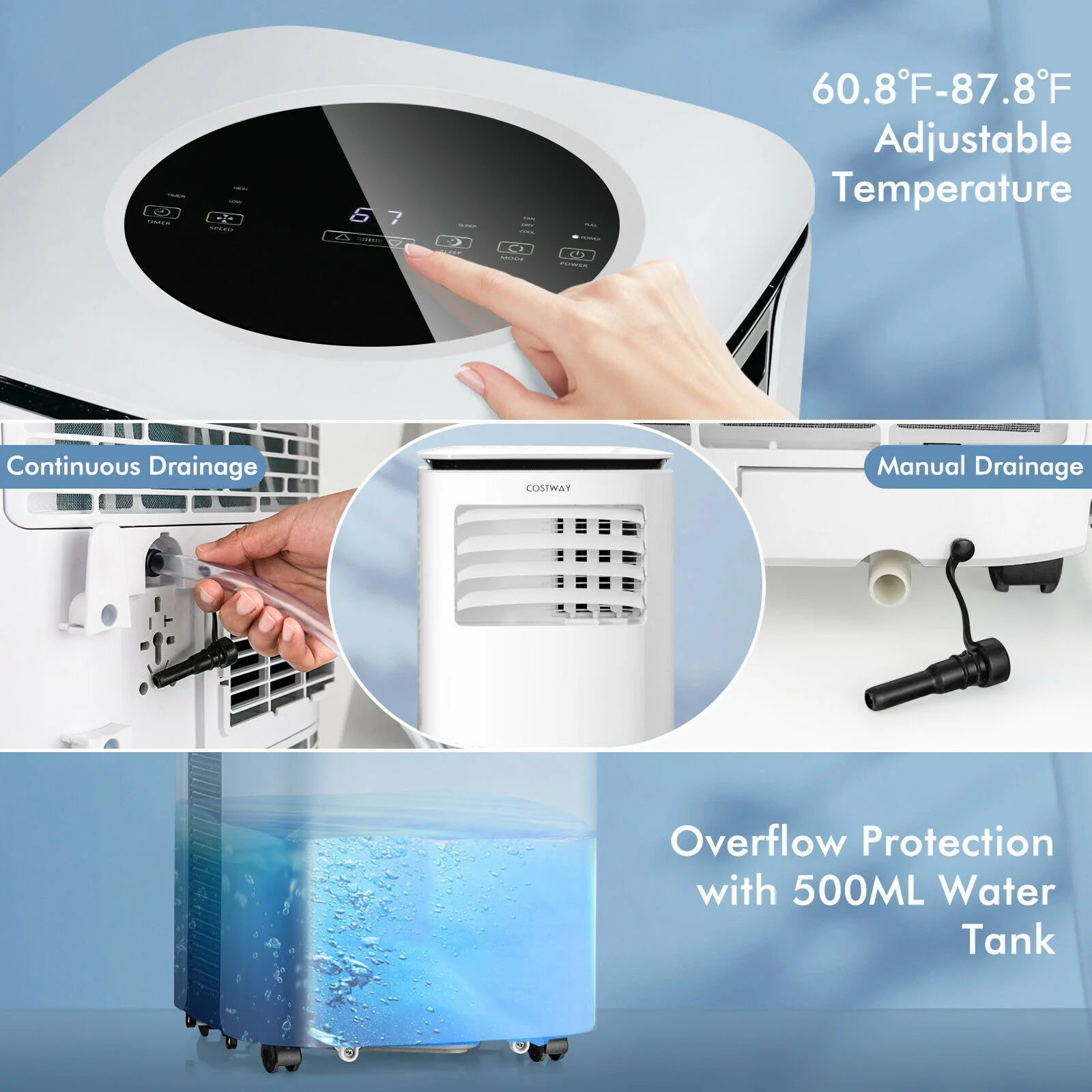 9000 BTU Portable Air Conditioner, Fan, Dehumidifier, White - Image 10