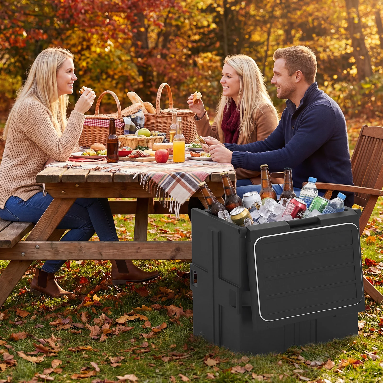 91 Qt Insulated Food Pan Carrier with Door Shafts, Black - Image 2