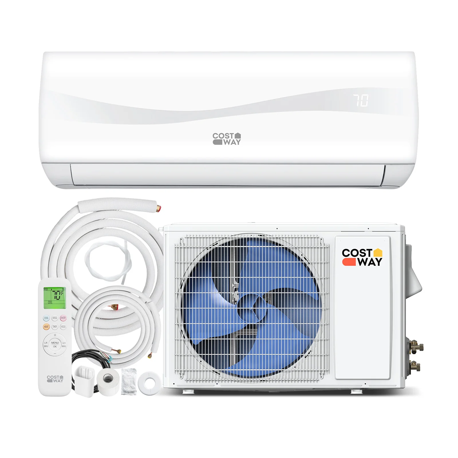 9100 BTU 20.5 SEER2 Mini Split Air Conditioner, Heat Pump, White