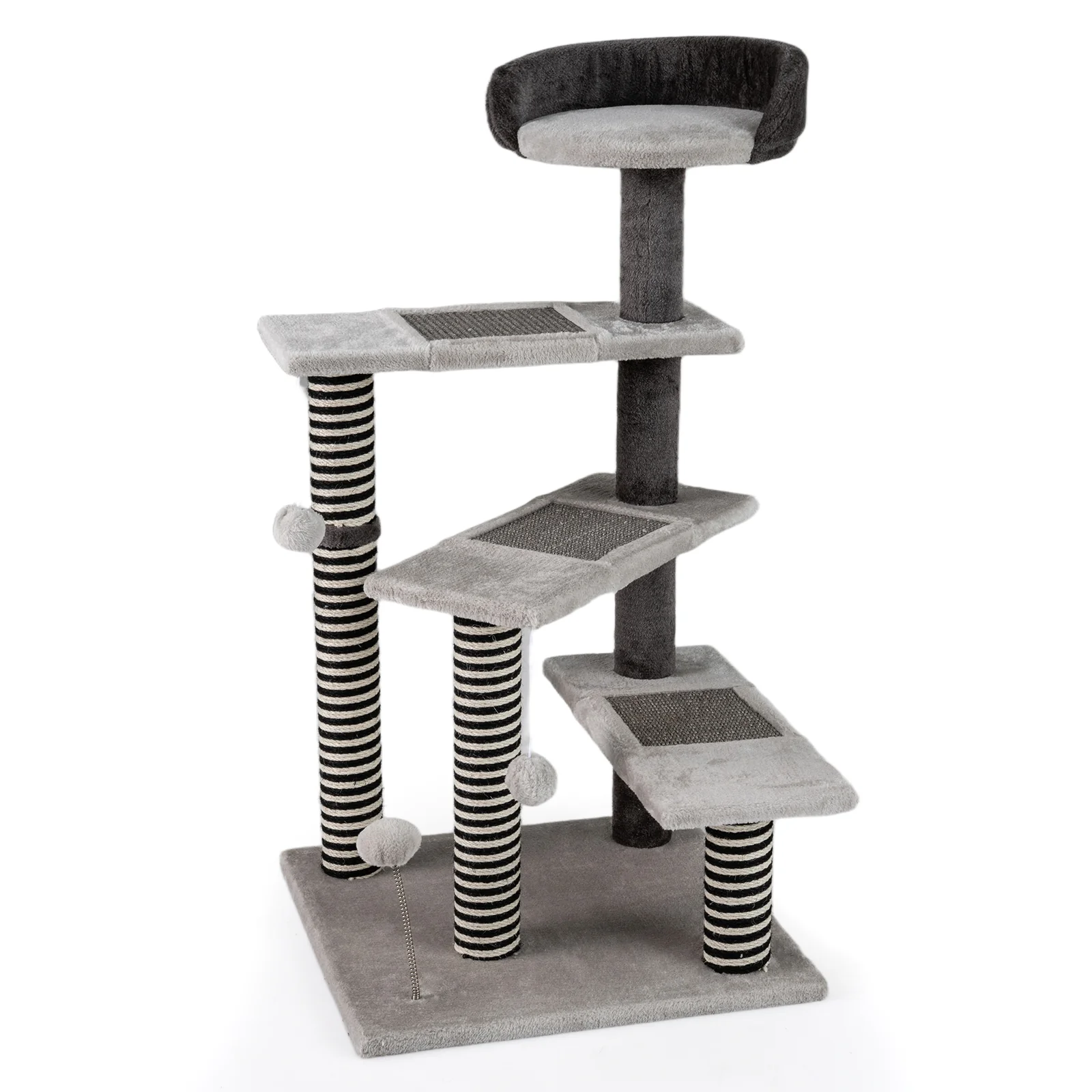 93 CM Tall Cat Tree Kitten Tower with Sisal and Jute Scratching Posts, Gray - Image 4