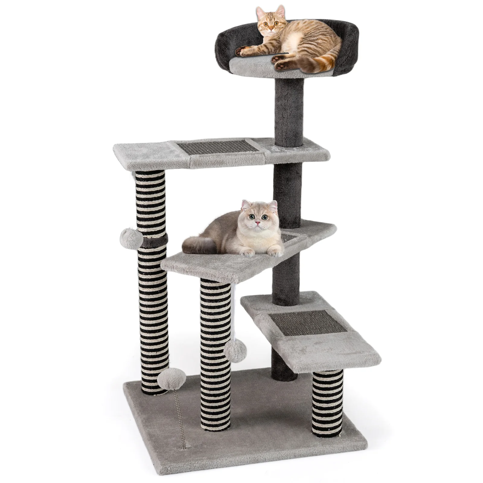 93 CM Tall Cat Tree Kitten Tower with Sisal and Jute Scratching Posts, Gray - Image 5