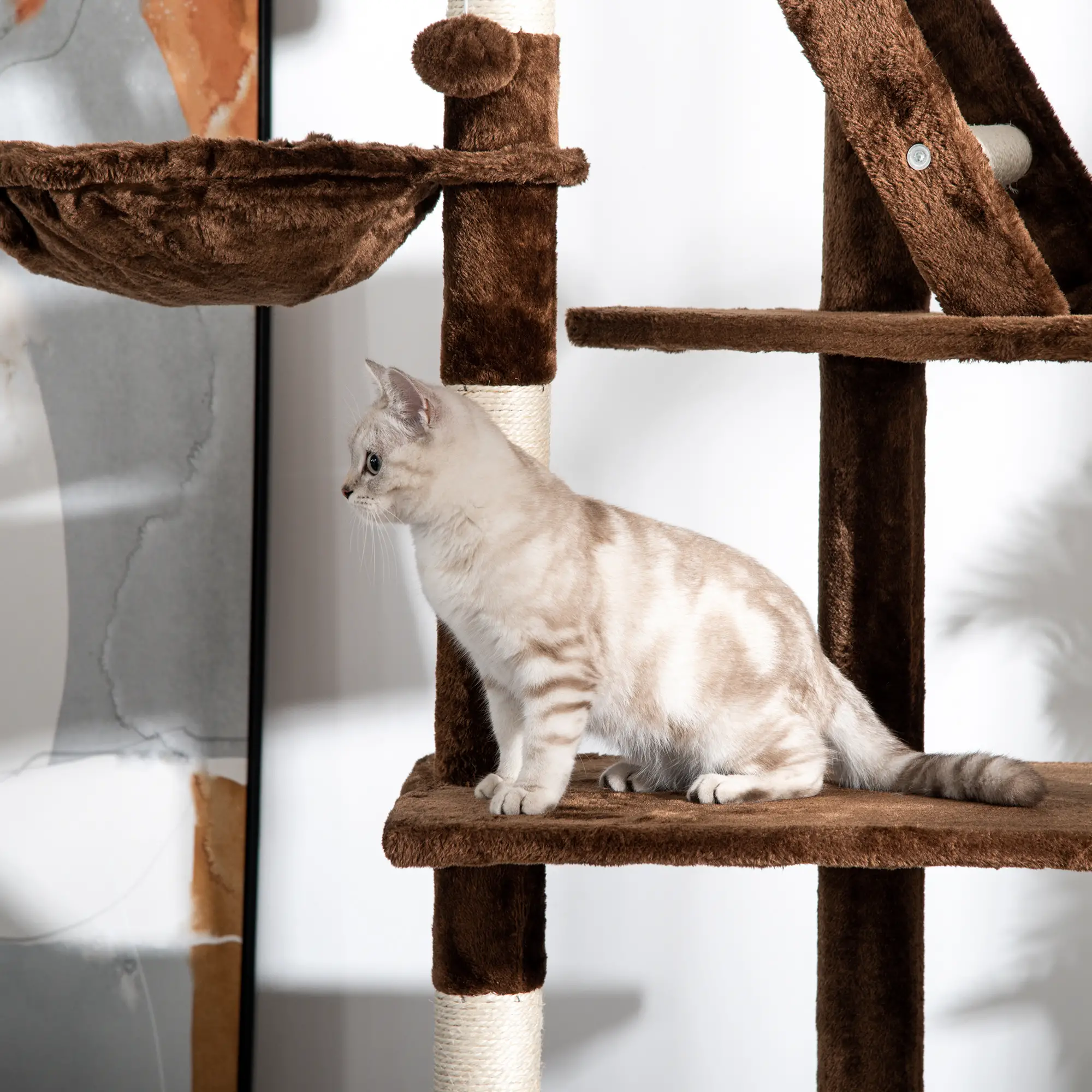 94"-102" Cat Tree, Ceiling High Condo, Scratching Post, Multi-Level Play House - Image 12