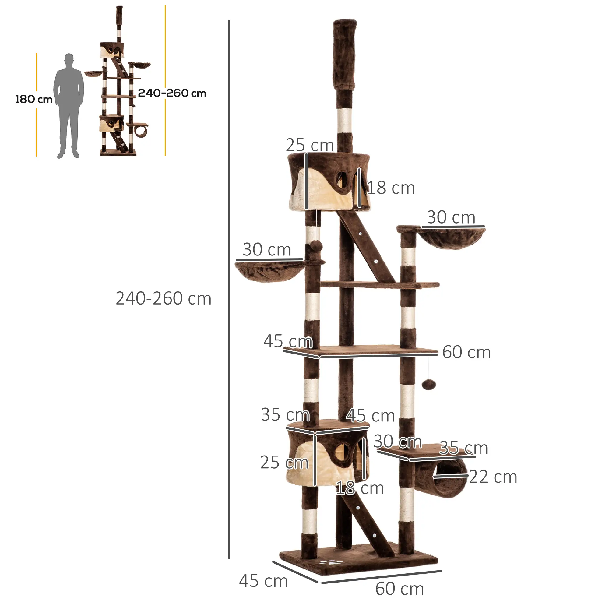 94"-102" Cat Tree, Ceiling High Condo, Scratching Post, Multi-Level Play House - Image 3