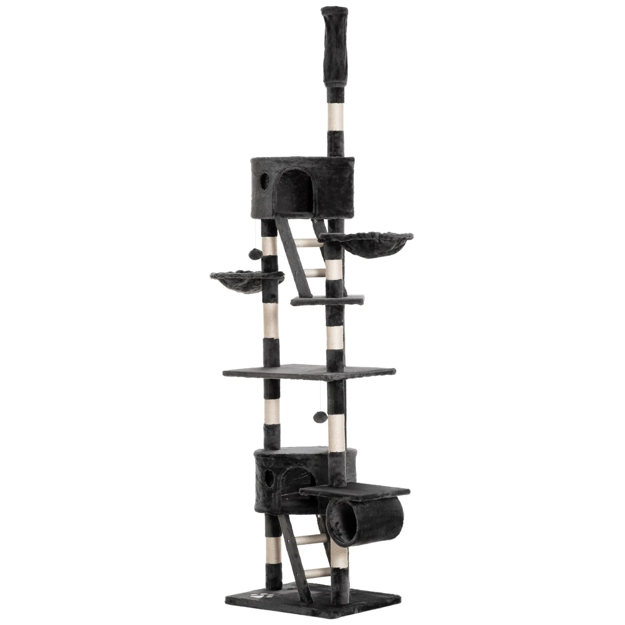 94"-102" Cat Tree, Floor to Ceiling, Multi-Level Play House, Dark Grey - Image 11