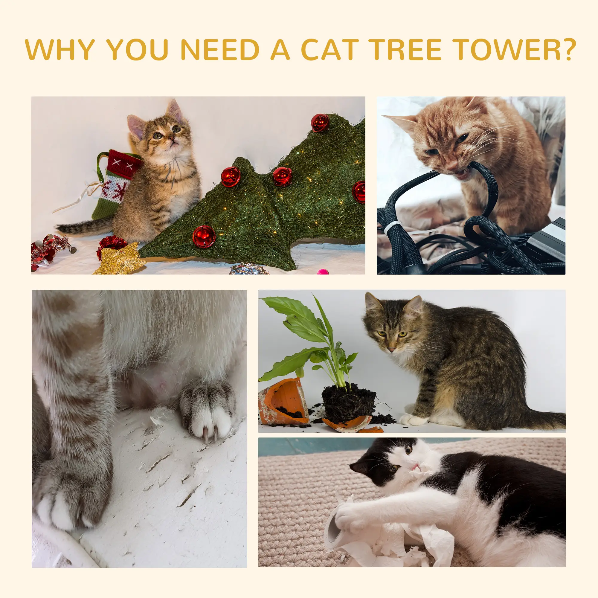 94"-102" Cat Tree, Floor to Ceiling, Multi-Level Play House, Dark Grey - Image 6