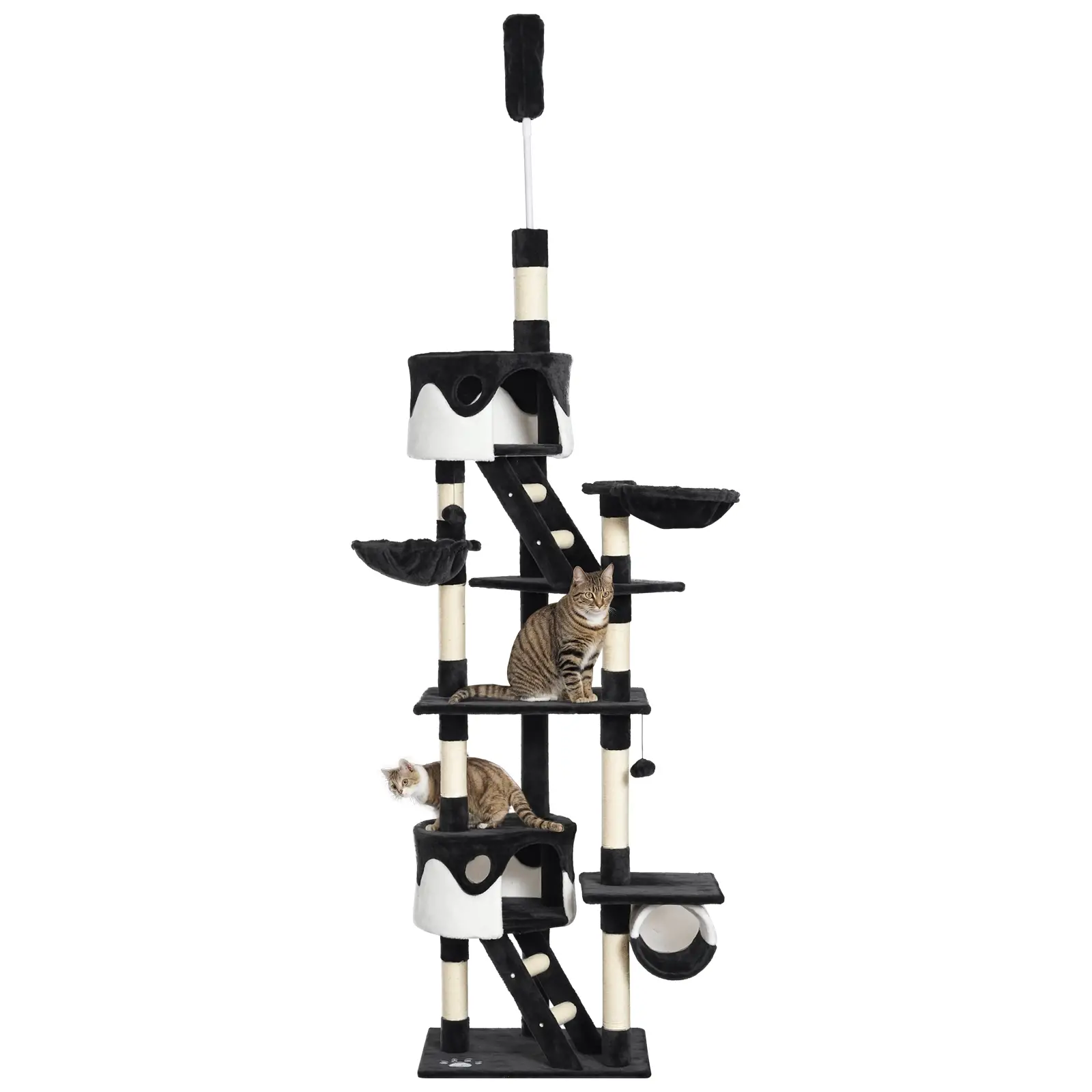 94"-102" Floor to Ceiling Cat Tree, Multi-Level Play House, Scratching Post