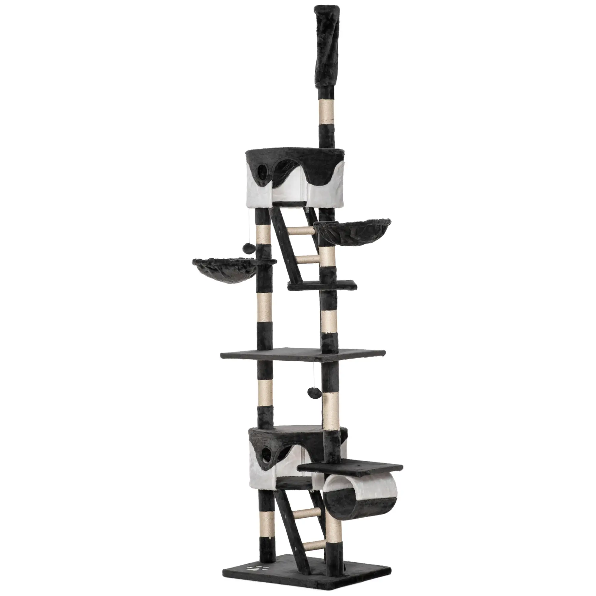 94"-102" Floor to Ceiling Cat Tree, Multi-Level Play House, Scratching Post - Image 11