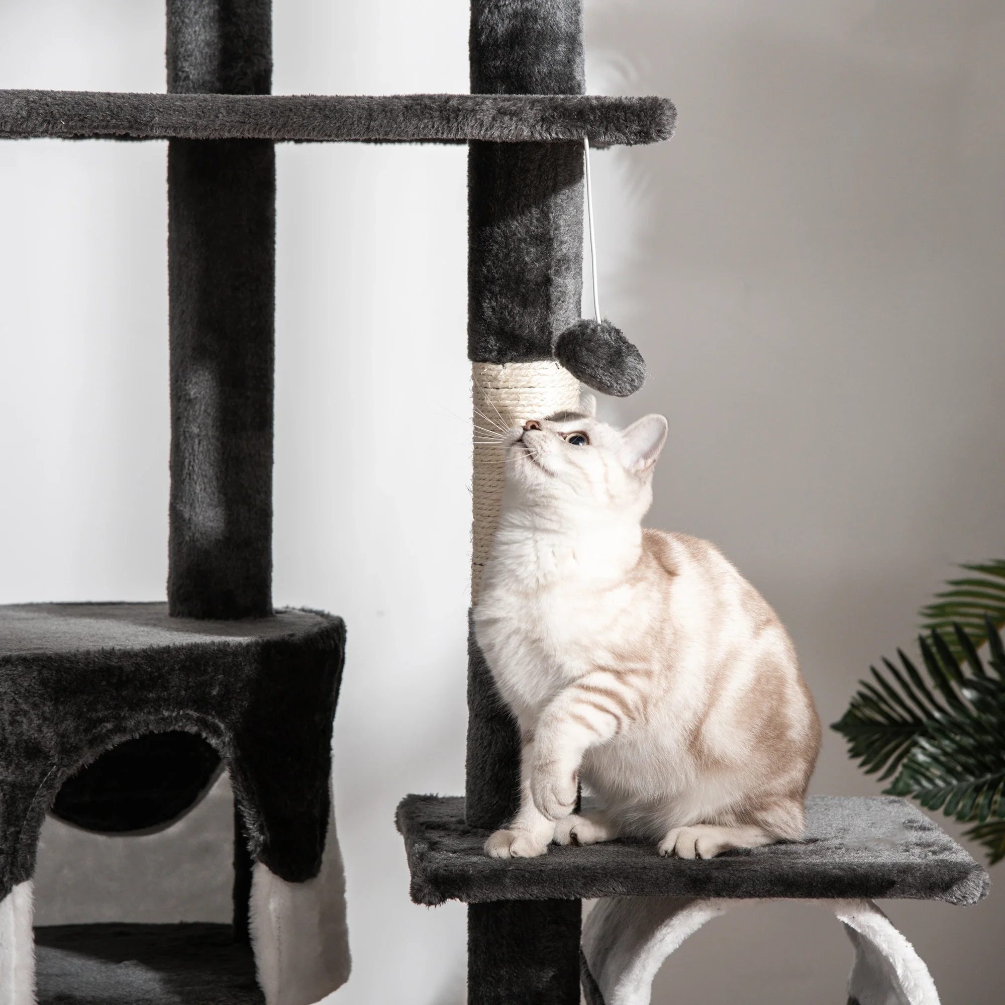 94"-102" Floor to Ceiling Cat Tree, Multi-Level Play House, Scratching Post - Image 9