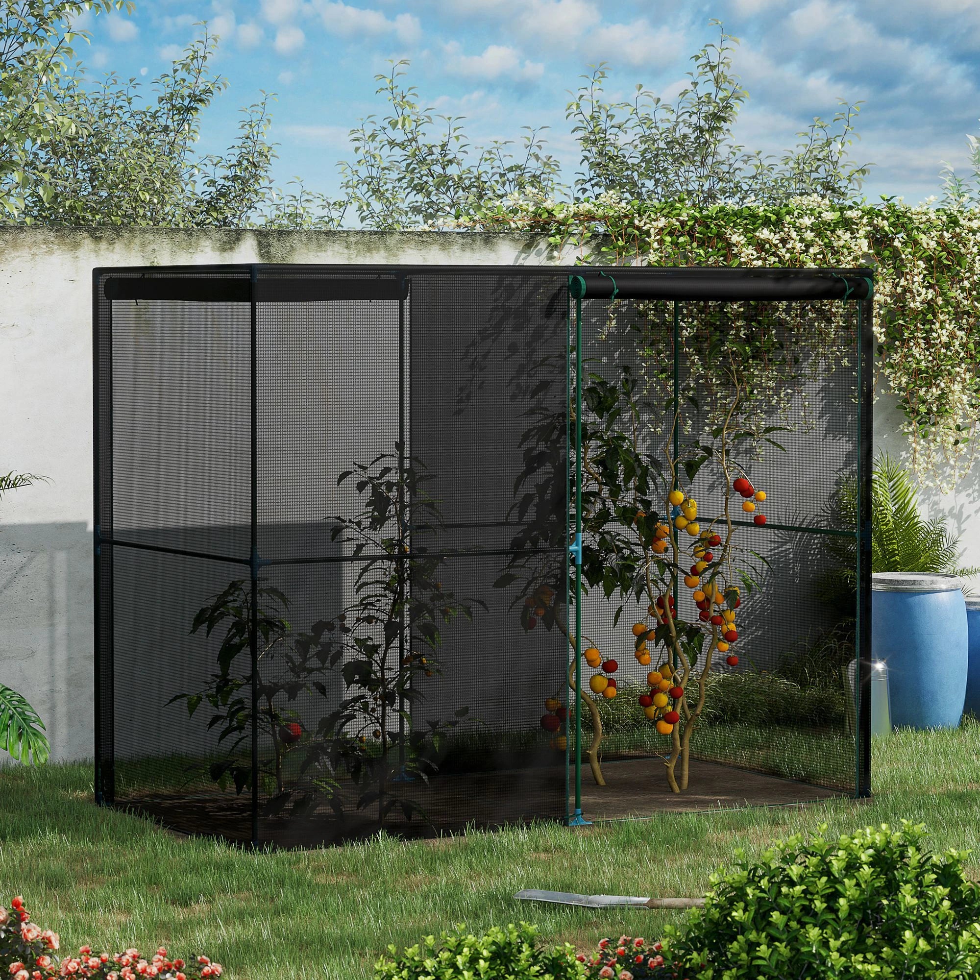 94.5''x47.25''x72.75'' Heavy Duty Greenhouse, Roll-Up Zipper Doors, Black - Image 2