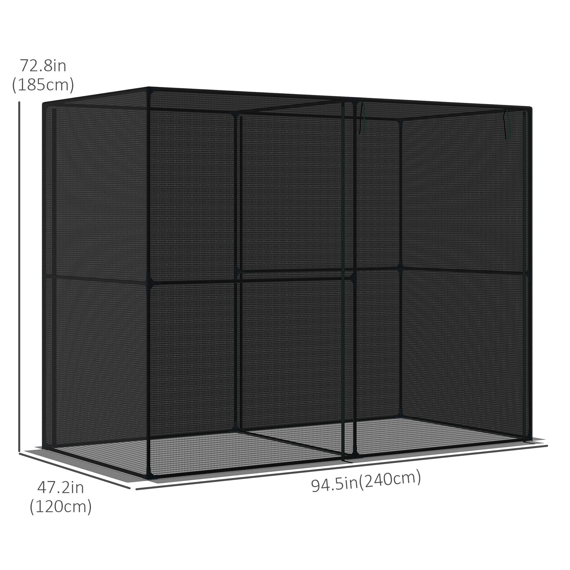 94.5''x47.25''x72.75'' Heavy Duty Greenhouse, Roll-Up Zipper Doors, Black - Image 3