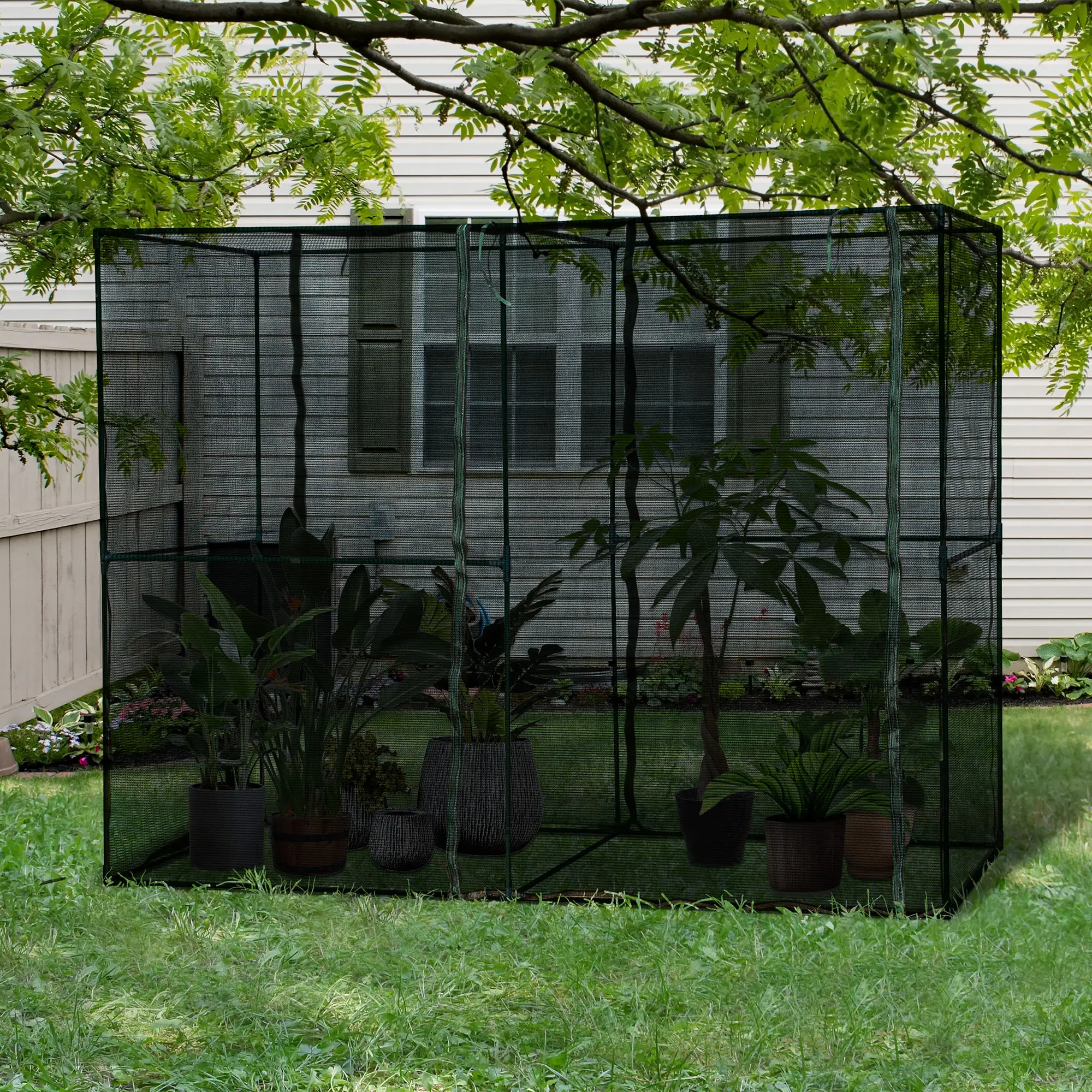 94.5''x47.25''x72.75'' Heavy Duty Greenhouse, Roll-Up Zipper Doors, Black - Image 8