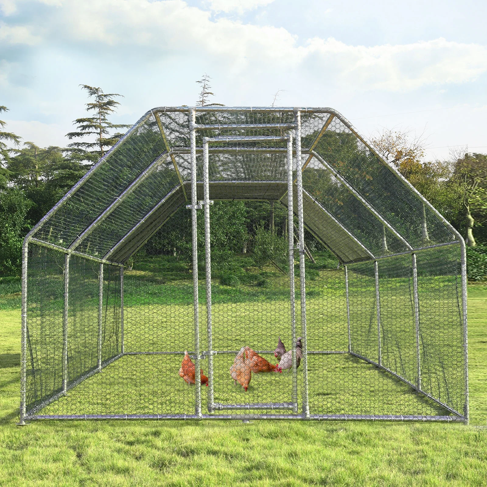 9.5 x 19 Feet Large Walk In Chicken Coop, Silver - Image 7