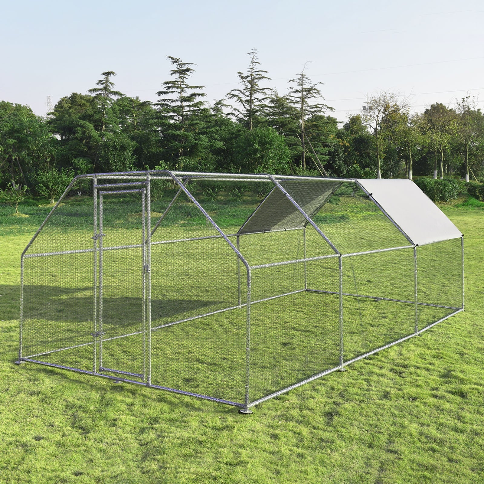 9.5 x 19 Feet Large Walk In Chicken Coop, Silver - Image 9