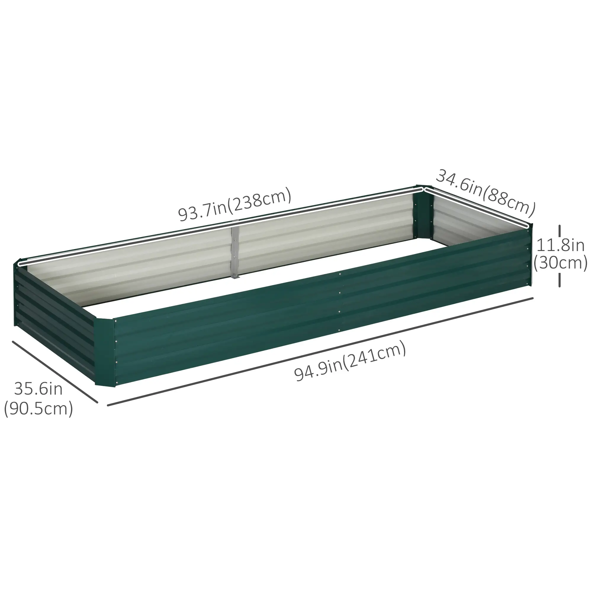 95" x 36" x 12" Galvanized Raised Garden Bed, Metal Elevated Planter Box - Image 3