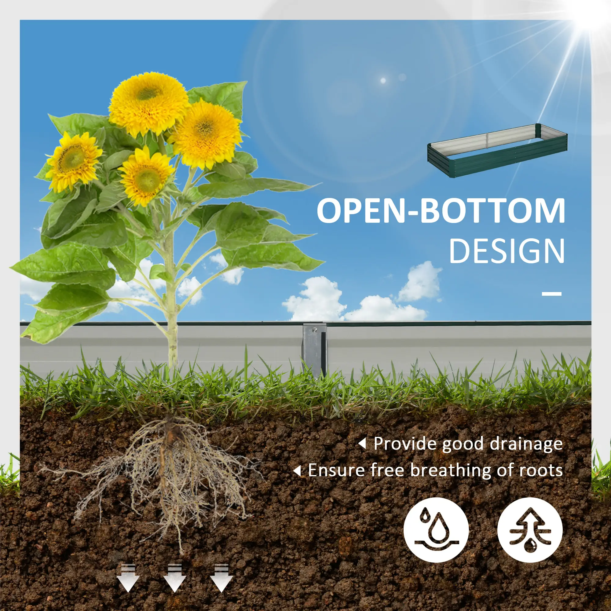 95" x 36" x 12" Galvanized Raised Garden Bed, Metal Elevated Planter Box - Image 4