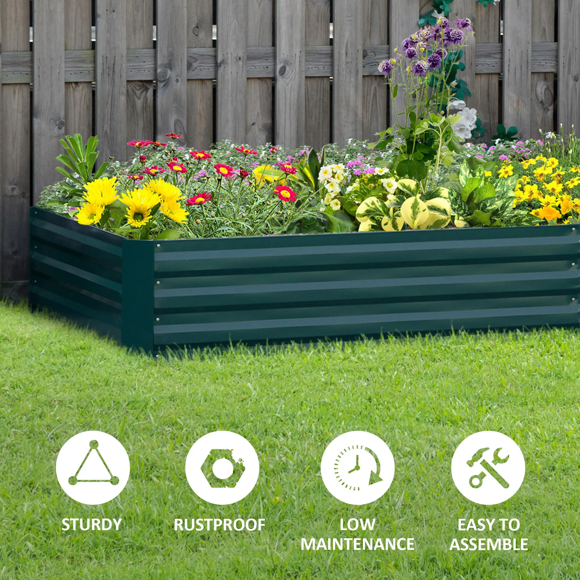 95" x 36" x 12" Galvanized Raised Garden Bed, Metal Elevated Planter Box - Image 6