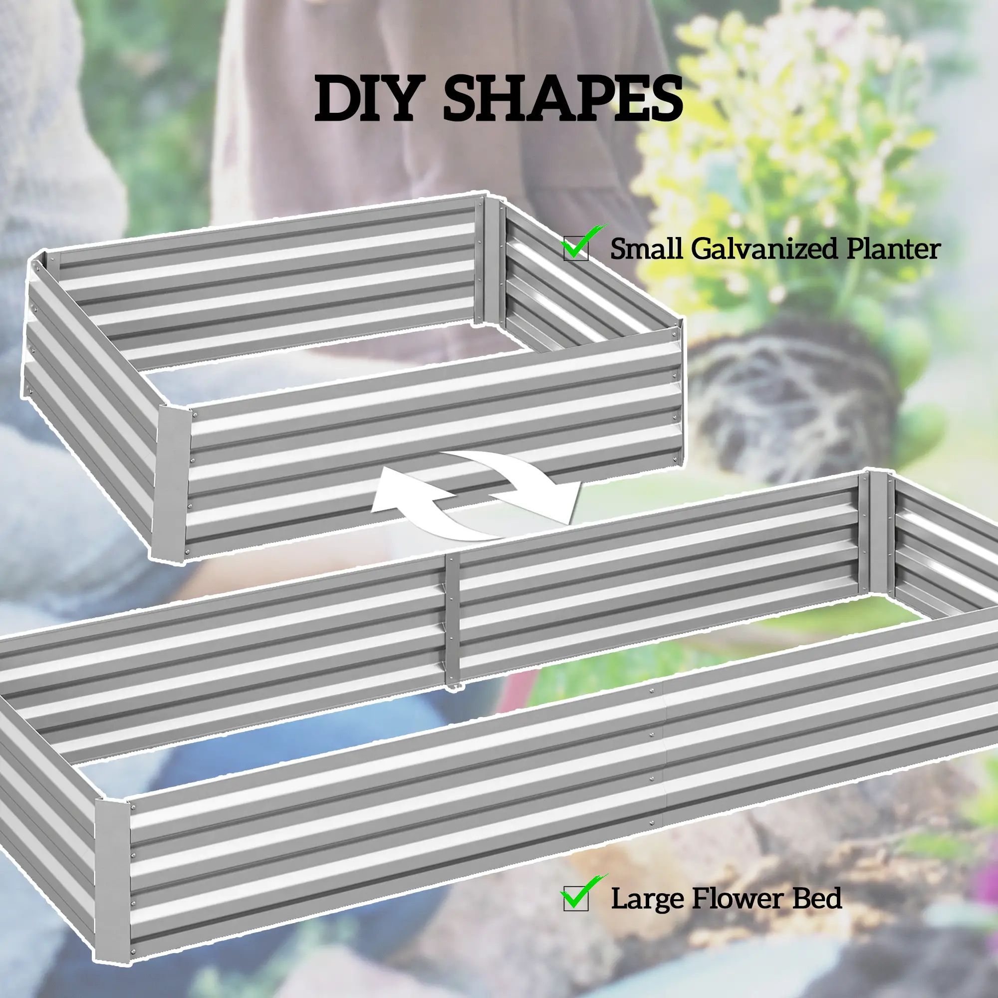 95" x 36" x 12" Galvanized Raised Garden Bed, Metal Planter Box for Flowers, Herbs, Succulents, Silver - Image 5