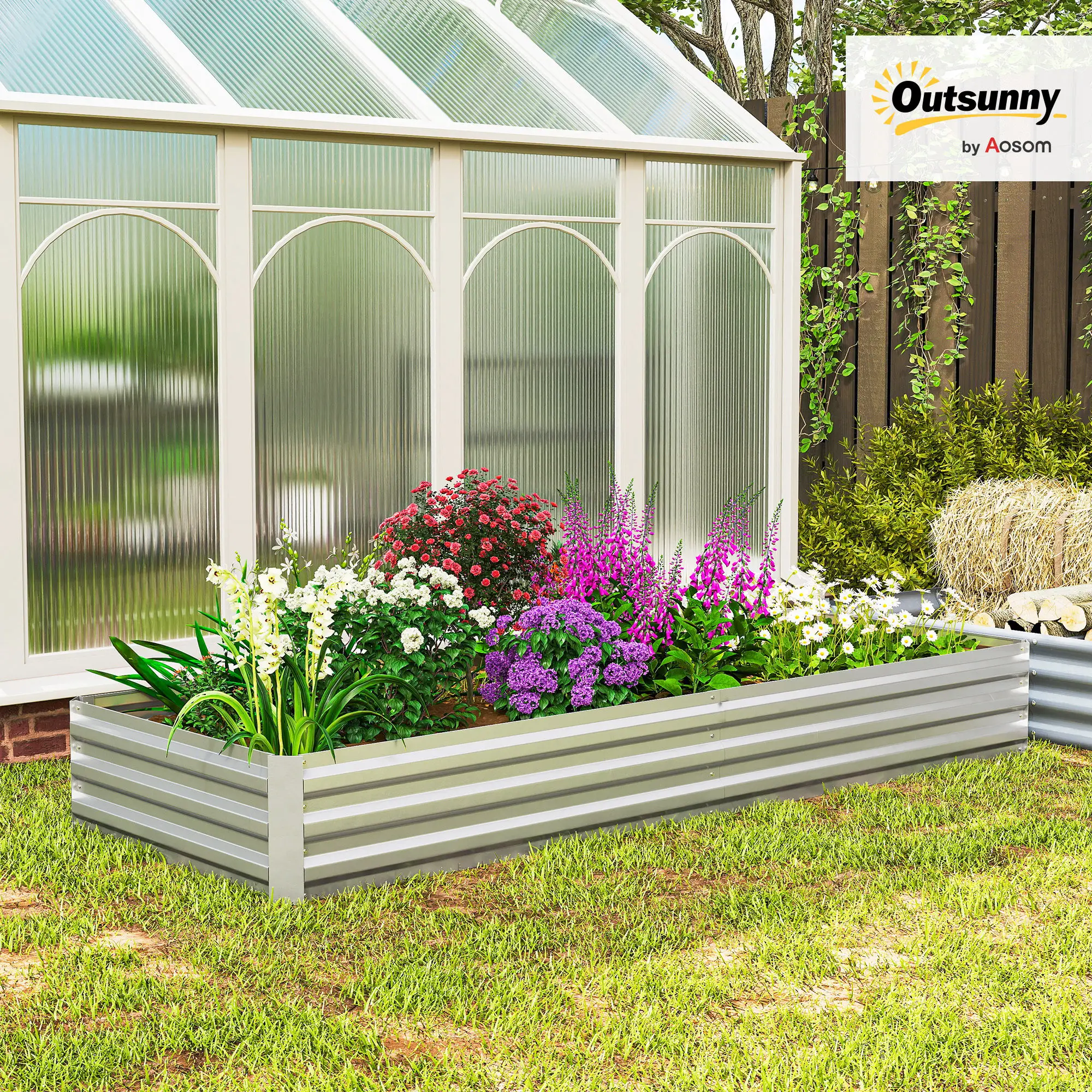95" x 36" x 12" Galvanized Raised Garden Bed, Metal Planter Box for Flowers, Herbs, Succulents, Silver - Image 8