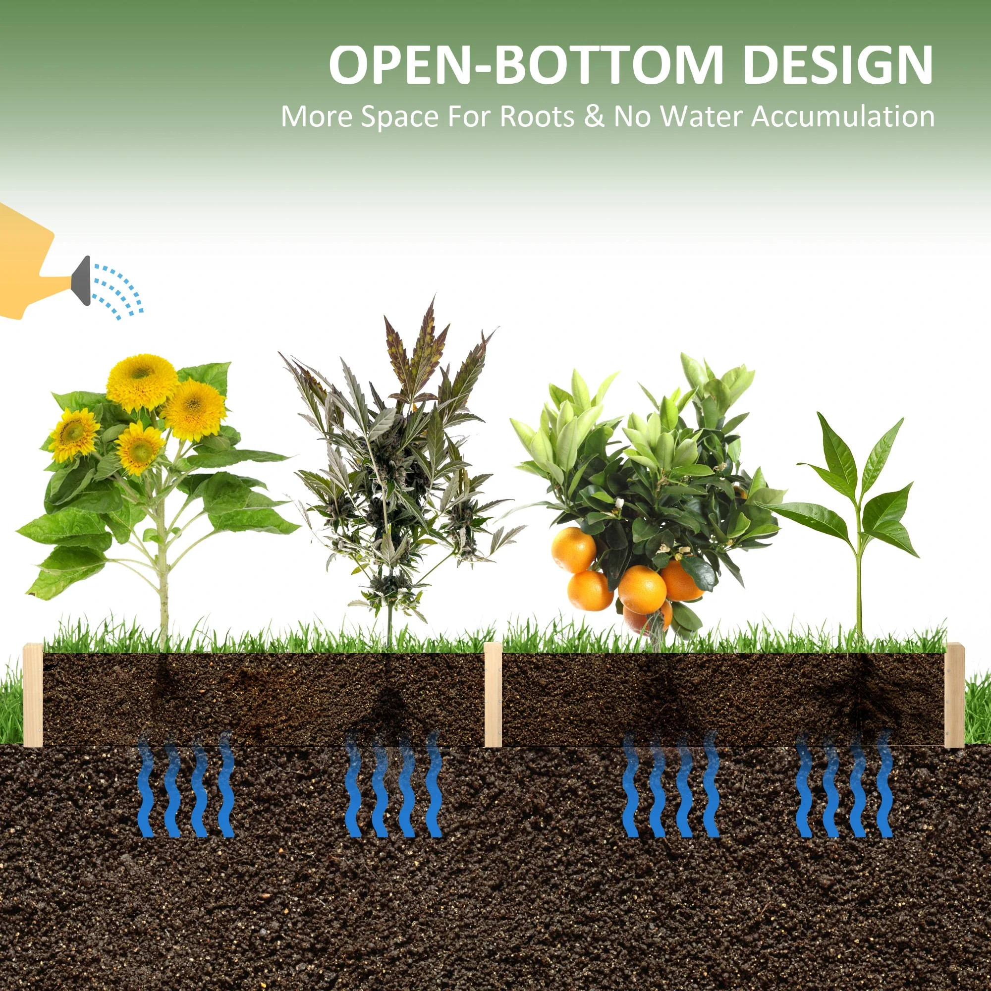 96" x 24" x 10" Wooden Raised Garden Bed, 2 Planter Boxes, Non-Woven Fabric Liner - Image 4
