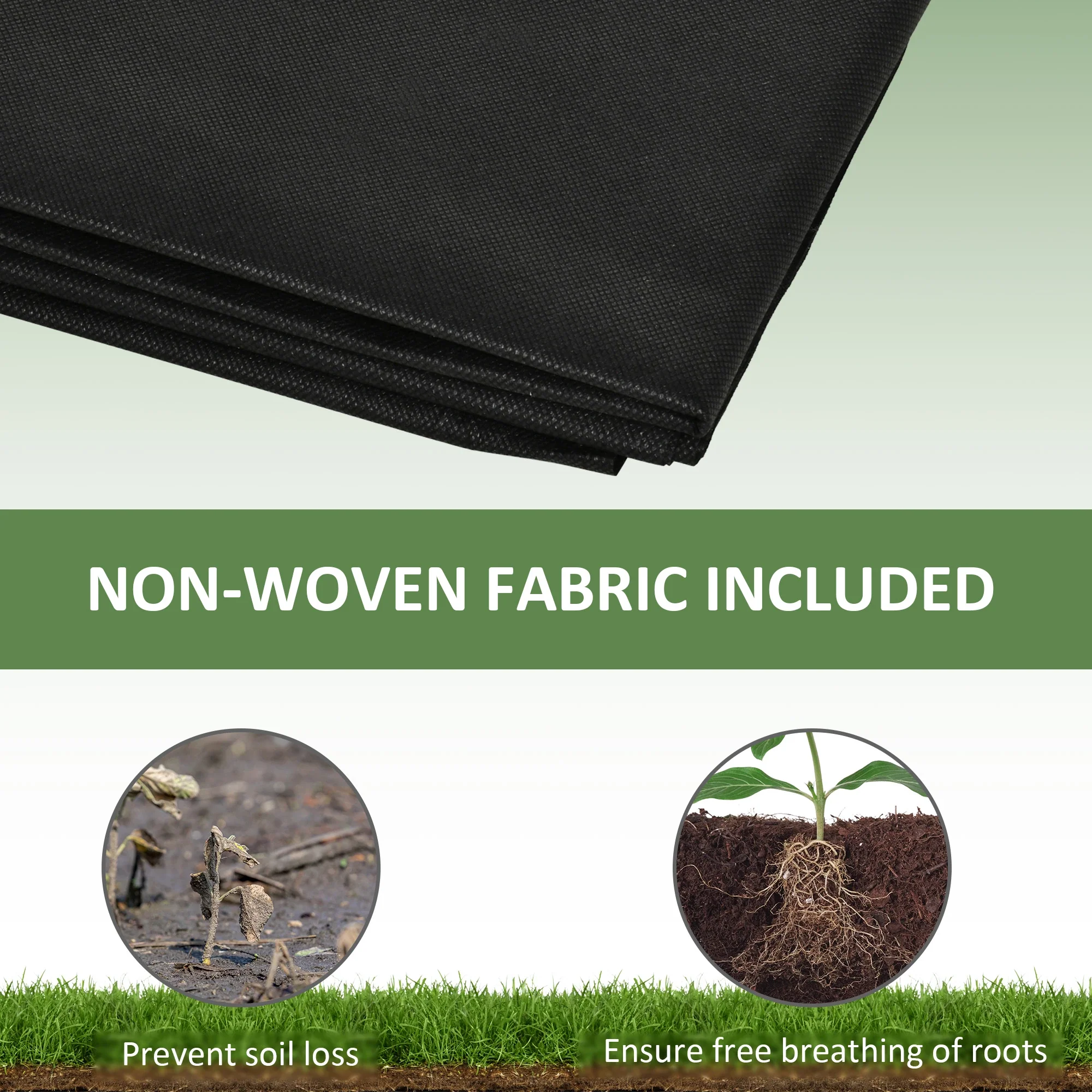 96" x 24" x 10" Wooden Raised Garden Bed, 2 Planter Boxes, Non-Woven Fabric Liner - Image 5