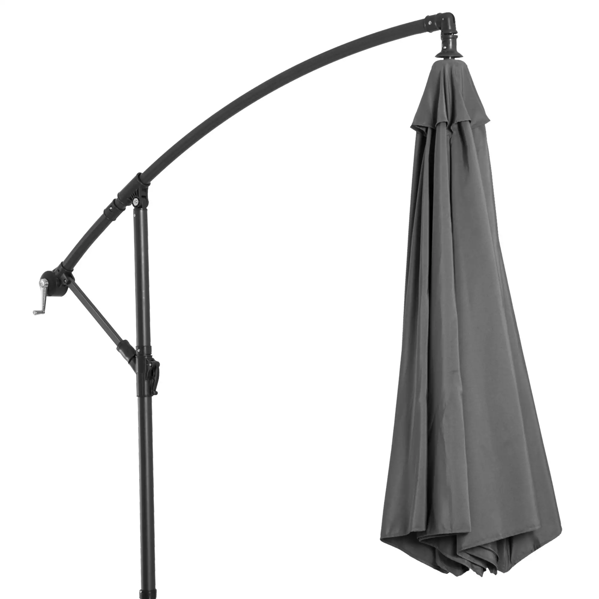 9.7ft Offset Patio UmbrellaCantilever Parasol with Crank Handle, 8 Ribs and Cross Base for Outdoor, Sun Shade, Cream - Image 8