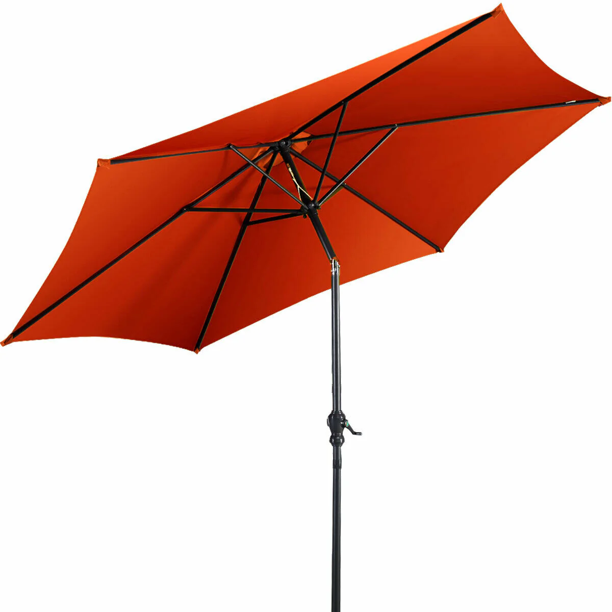 9ft Patio Market Table Umbrella, Push Button Tilt Crank, Orange - Image 4