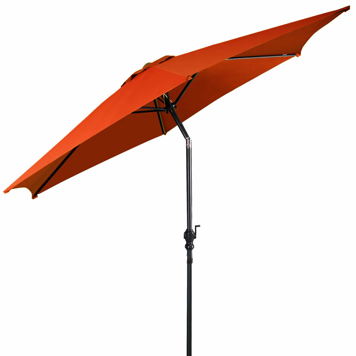 9ft Patio Market Table Umbrella, Push Button Tilt Crank, Orange - Image 8