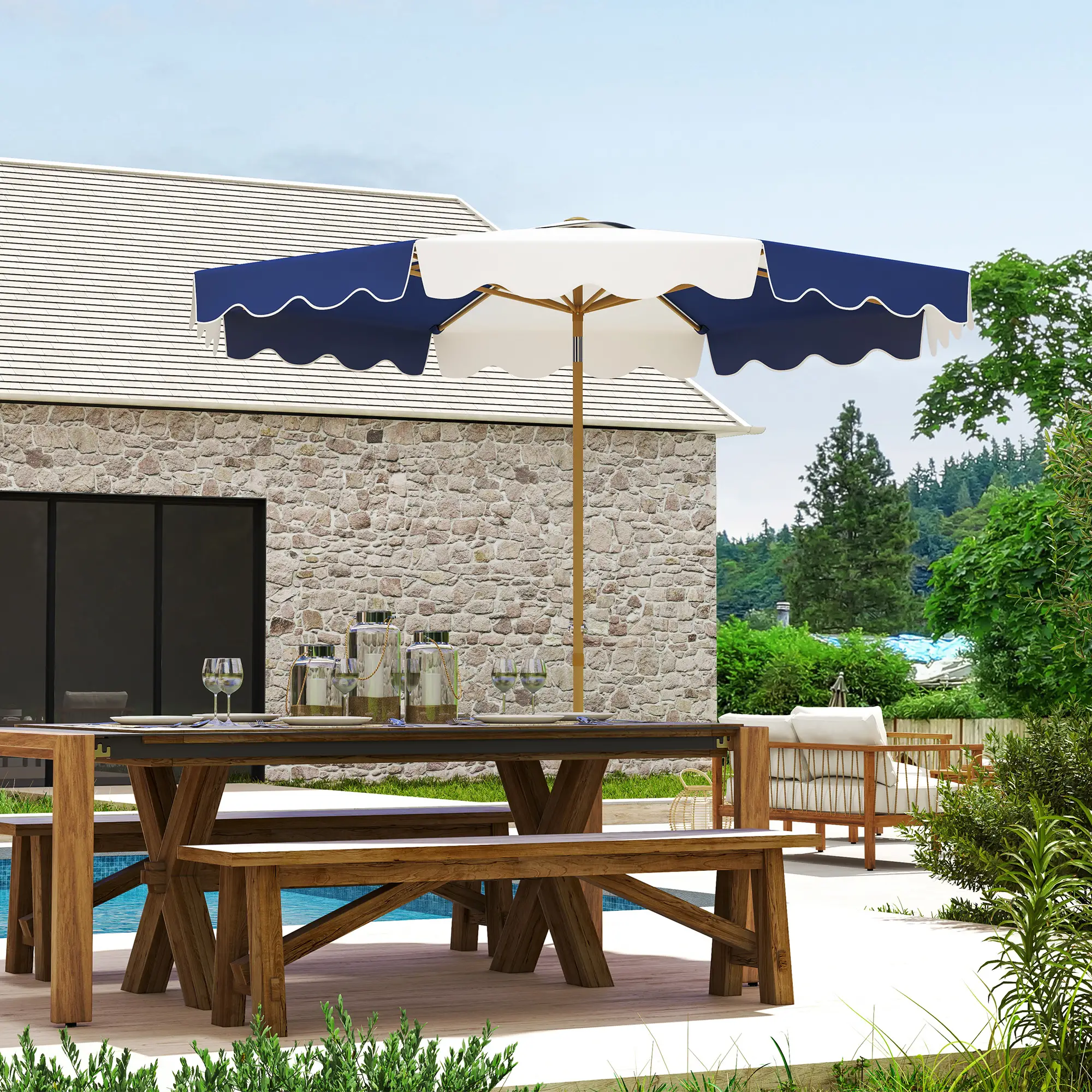 9FT Patio Umbrella, 8 Ribs, Crank & Tilt, UPF 50+, Mixed Color - Image 2