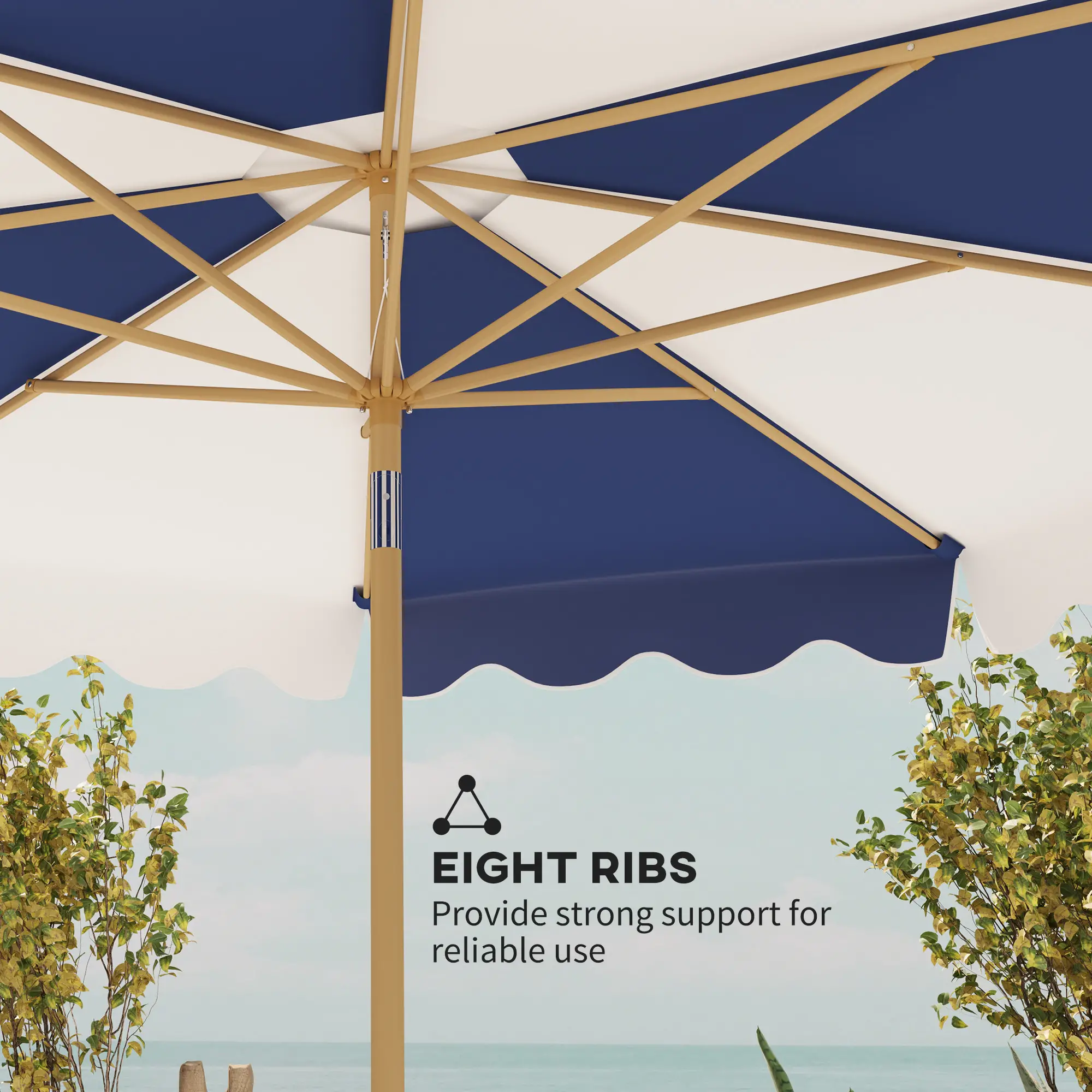 9FT Patio Umbrella, 8 Ribs, Crank & Tilt, UPF 50+, Mixed Color - Image 7