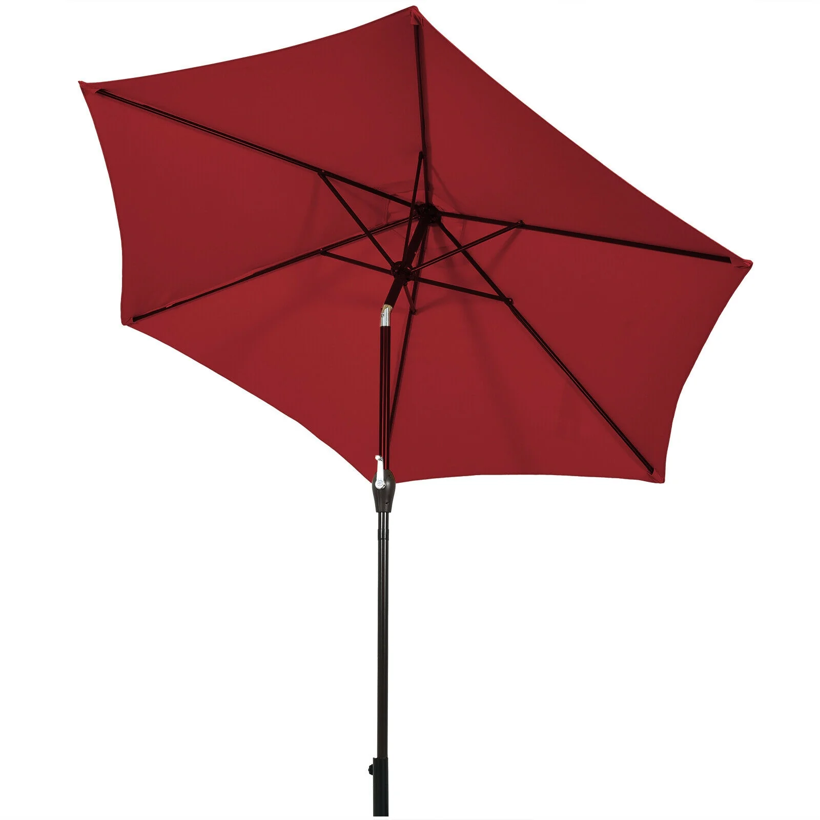 9FT Patio Umbrella, Steel Tilt Crank, Burgundy - Image 5