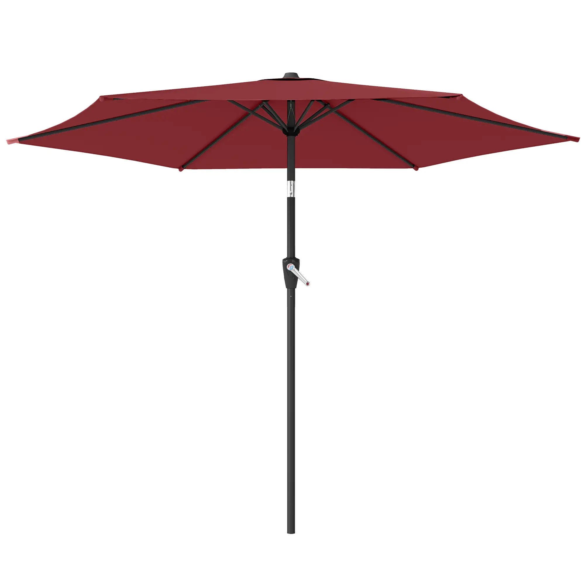 9FT Patio Umbrella, Tilt Crank, 6 Ribs, UV Protection