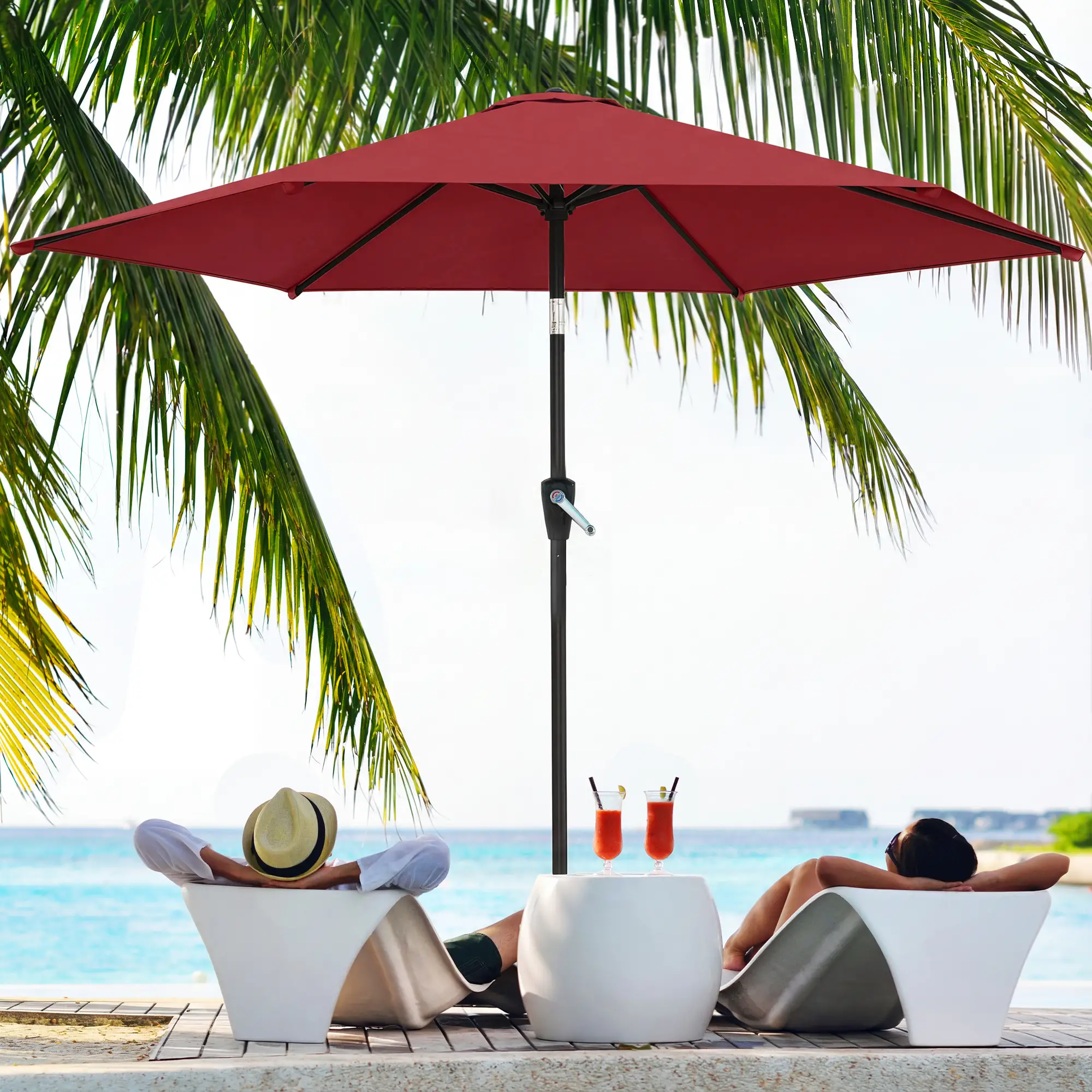 9FT Patio Umbrella, Tilt Crank, 6 Ribs, UV Protection - Image 8