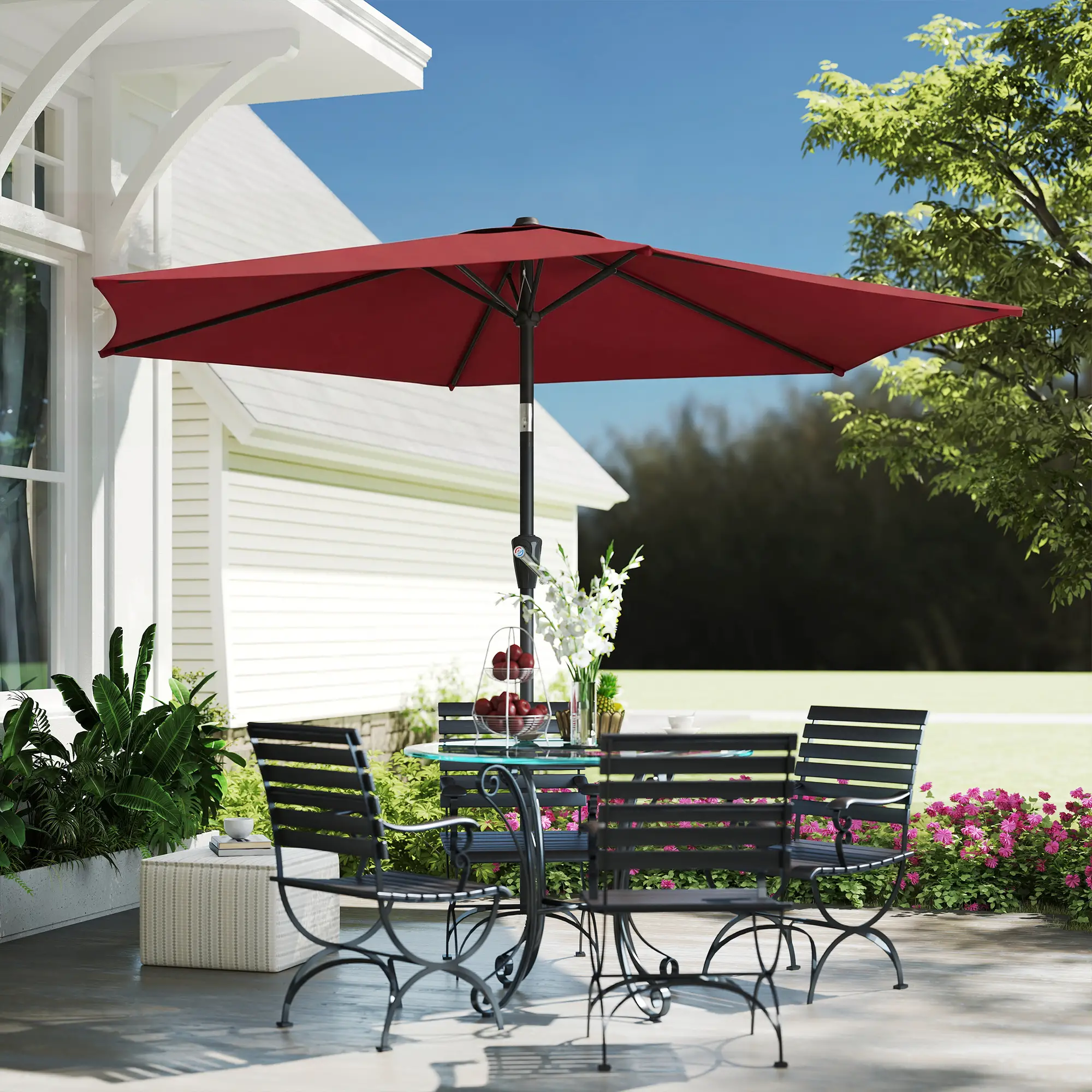 9FT Patio Umbrella, Tilt Crank, 6 Ribs, UV Protection - Image 9