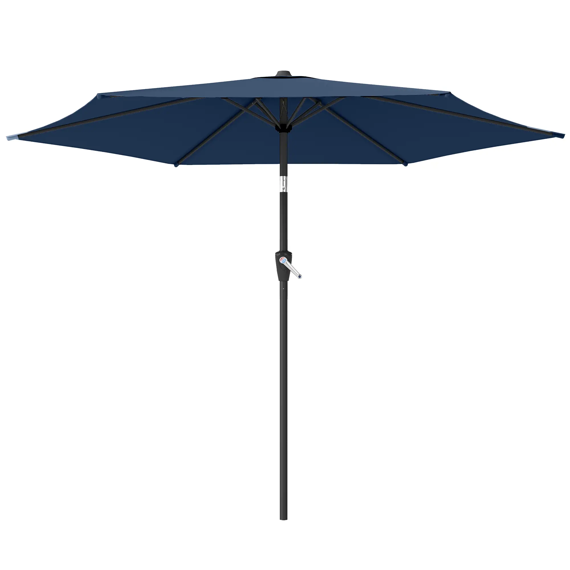 9FT Patio Umbrella With Tilt, Crank, 6 Ribs, UV Protection