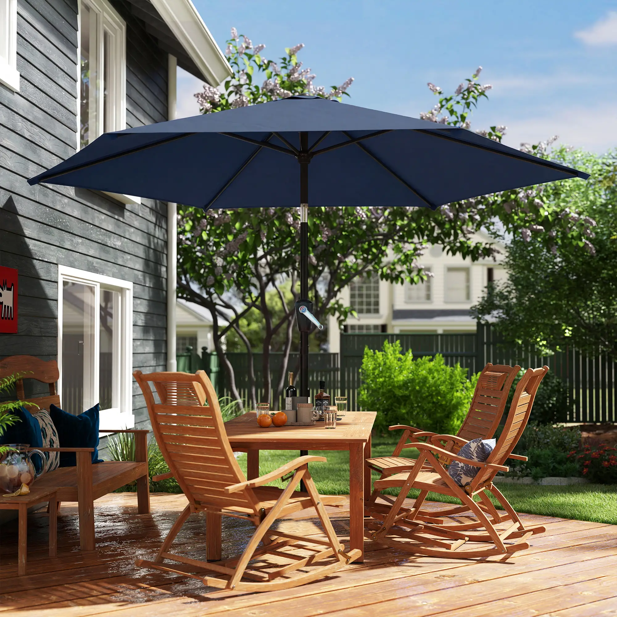 9FT Patio Umbrella With Tilt, Crank, 6 Ribs, UV Protection - Image 10