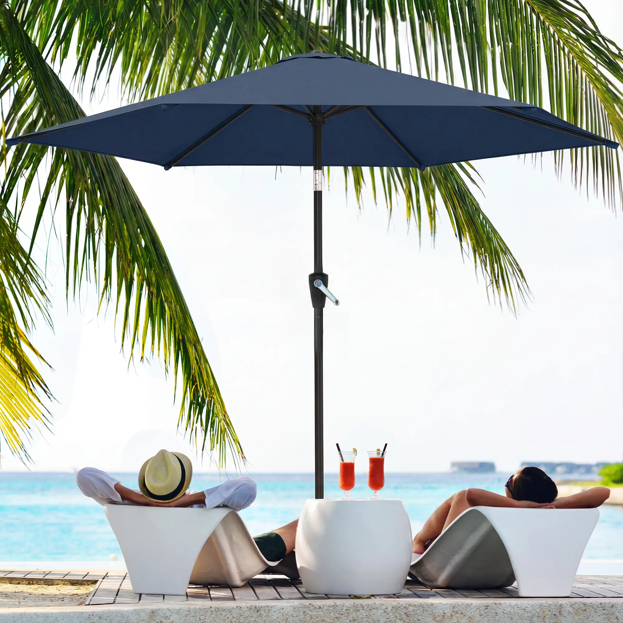 9FT Patio Umbrella With Tilt, Crank, 6 Ribs, UV Protection - Image 8