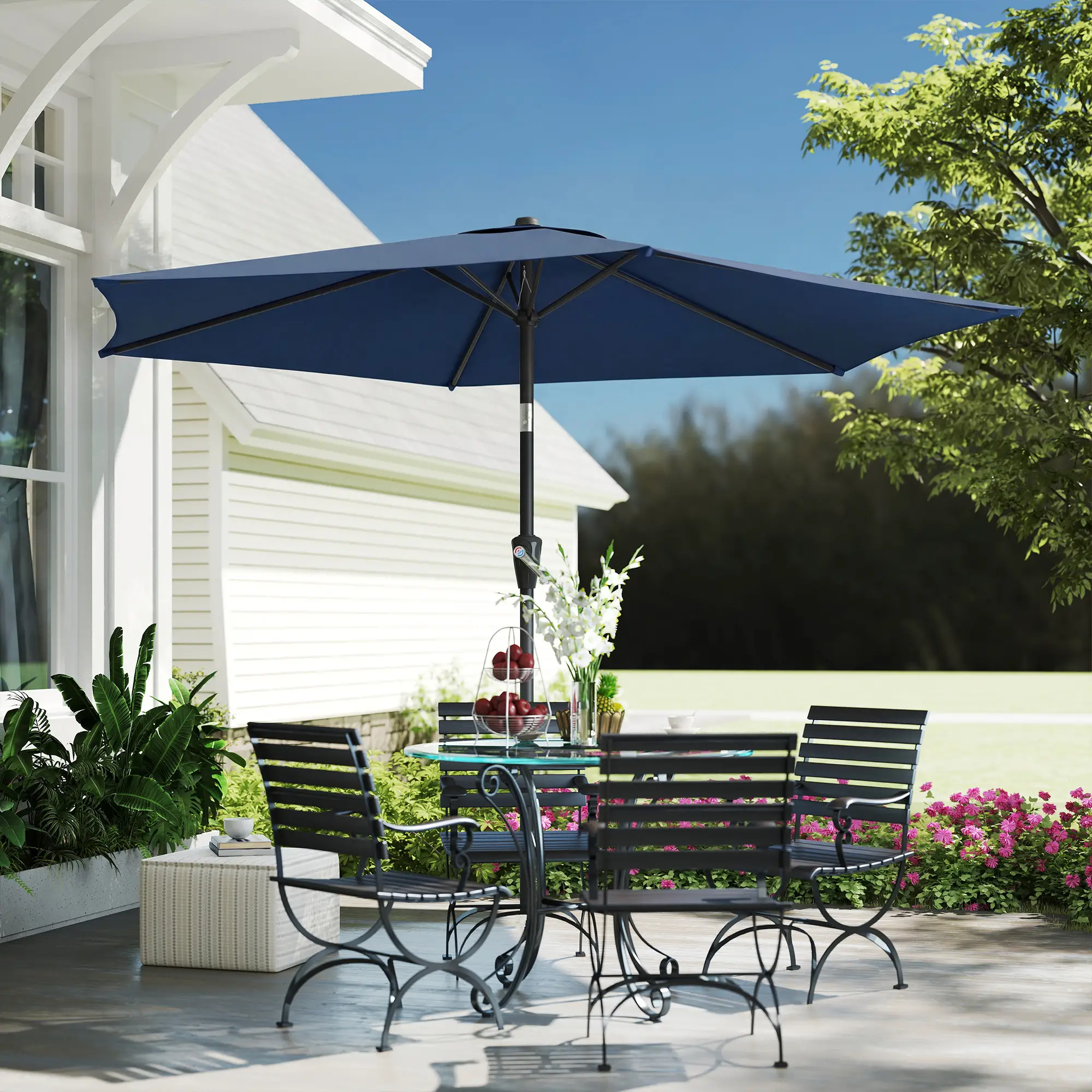 9FT Patio Umbrella With Tilt, Crank, 6 Ribs, UV Protection - Image 9